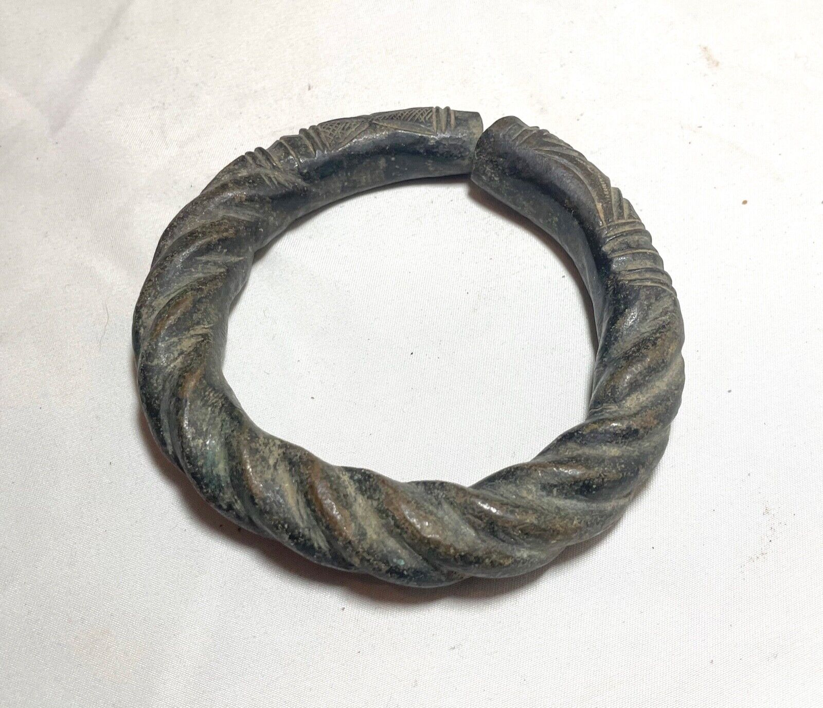rare 1800's Antique African Niger Baoulé Dogon Bronze Manilla Currency Bracelet+