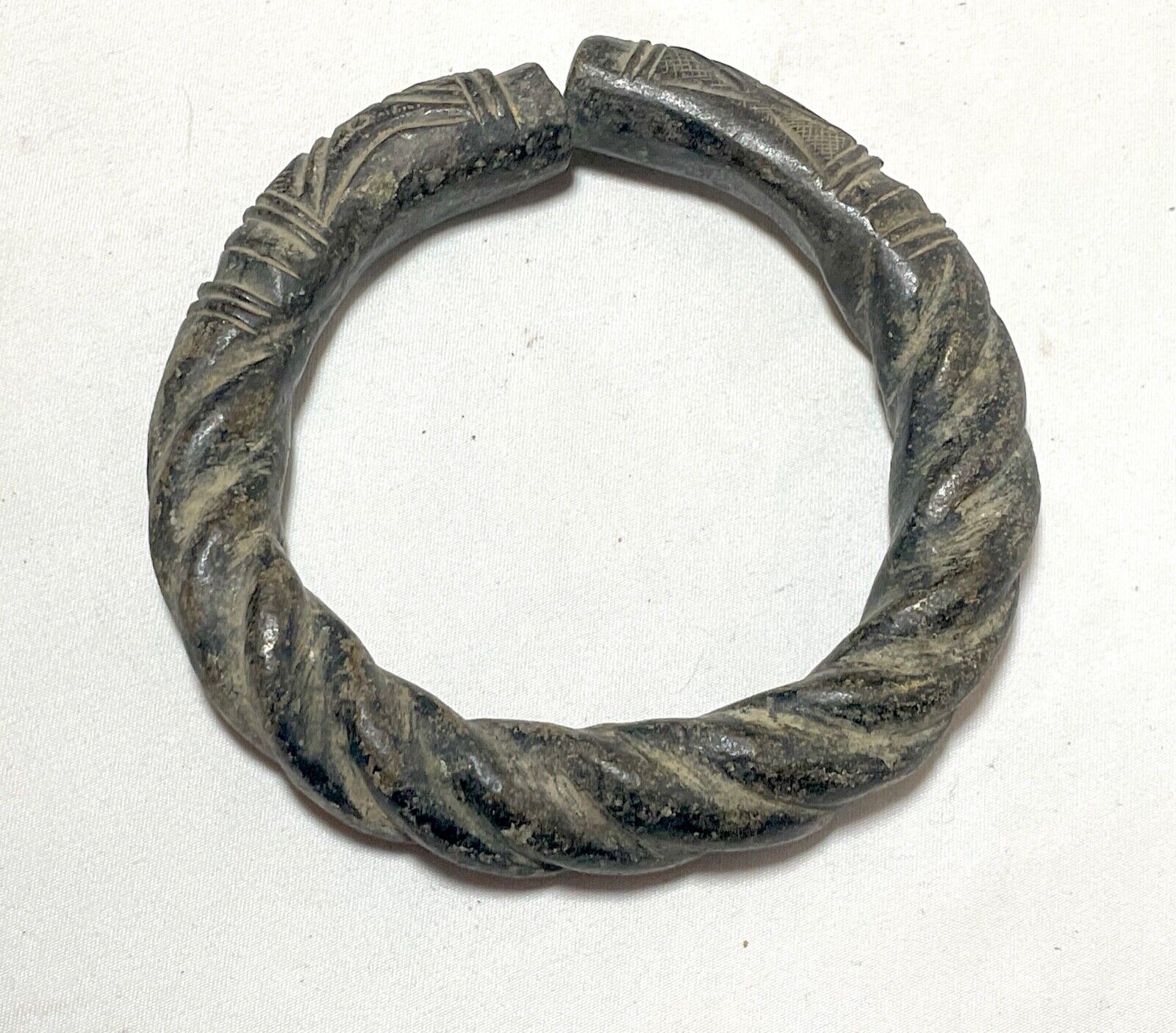 rare 1800's Antique African Niger Baoulé Dogon Bronze Manilla Currency Bracelet+
