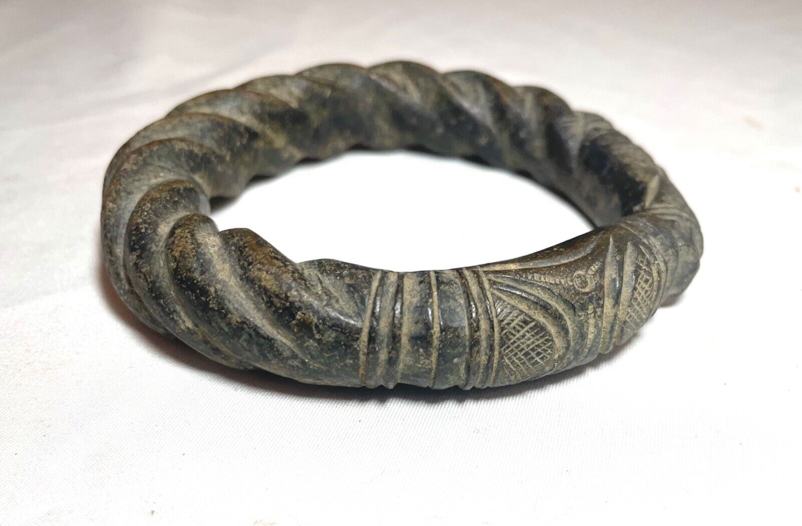 rare 1800's Antique African Niger Baoulé Dogon Bronze Manilla Currency Bracelet+