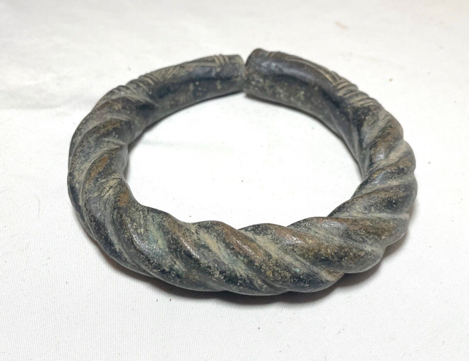 rare 1800's Antique African Niger Baoulé Dogon Bronze Manilla Currency Bracelet+