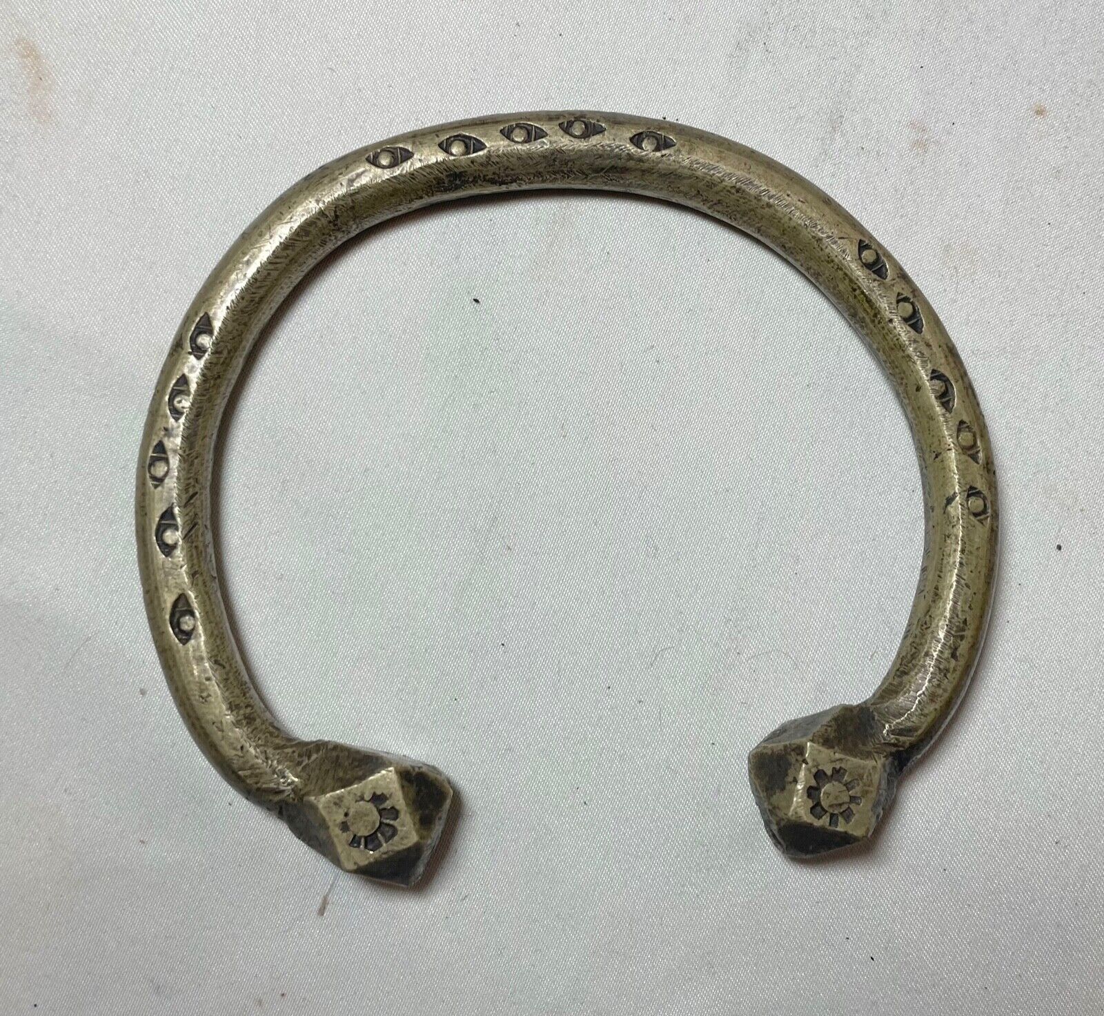 1800's Antique African Niger Baoulé Dogon Bronze Manilla Currency Bracelet Cuff-