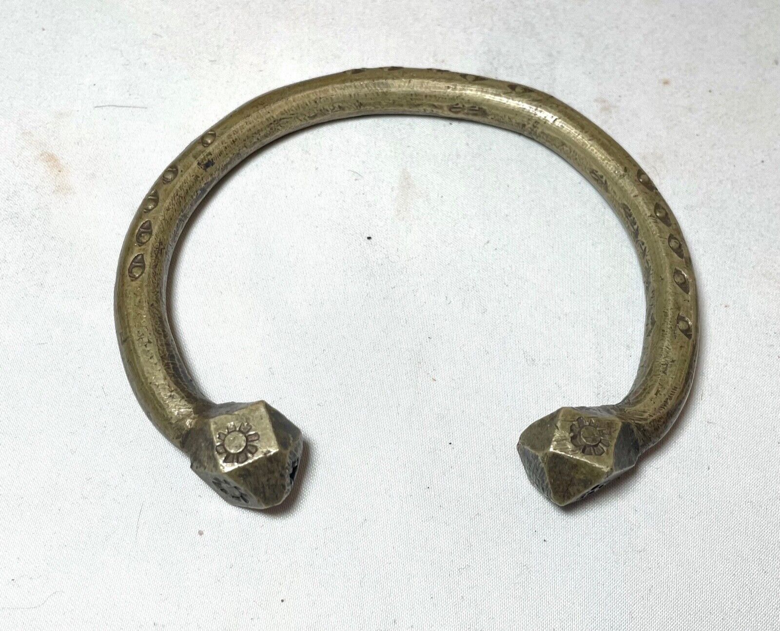 1800's Antique African Niger Baoulé Dogon Bronze Manilla Currency Bracelet Cuff-