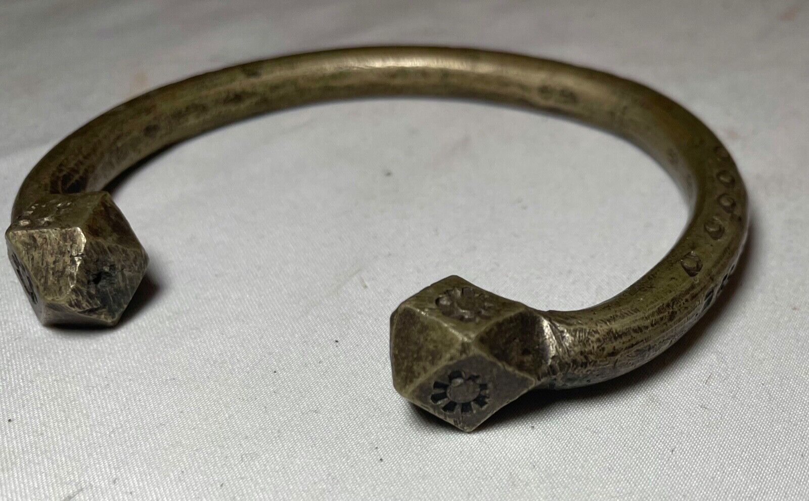 1800's Antique African Niger Baoulé Dogon Bronze Manilla Currency Bracelet Cuff-