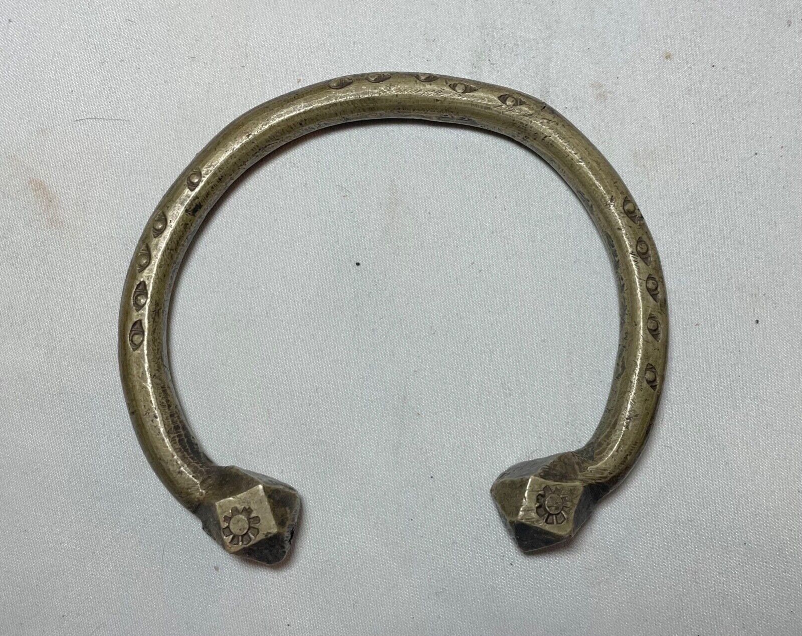 1800's Antique African Niger Baoulé Dogon Bronze Manilla Currency Bracelet Cuff-