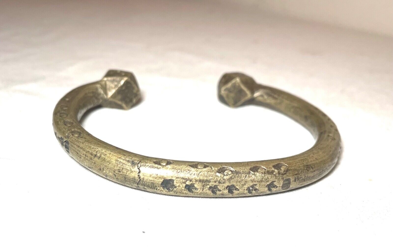 1800's Antique African Niger Baoulé Dogon Bronze Manilla Currency Bracelet Cuff-