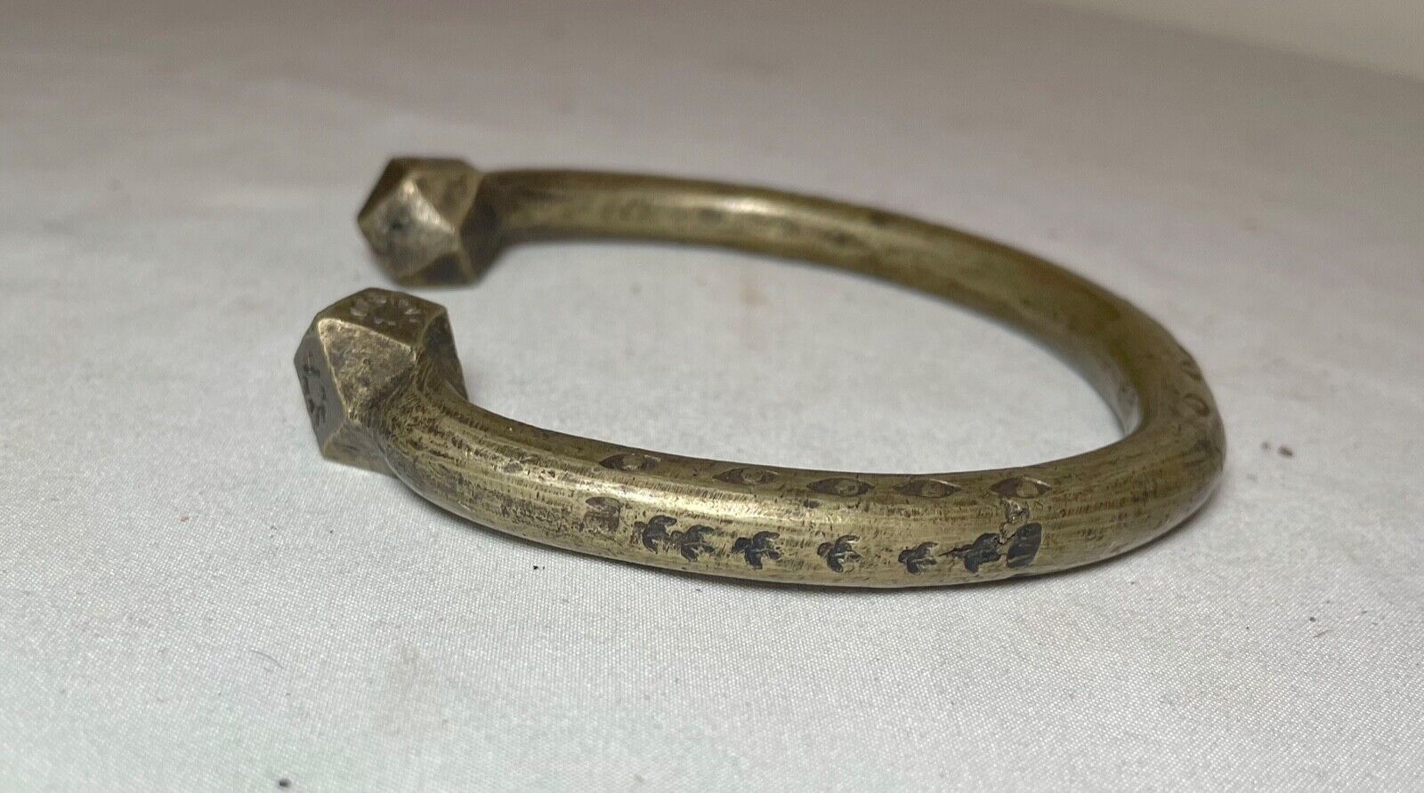 1800's Antique African Niger Baoulé Dogon Bronze Manilla Currency Bracelet Cuff-
