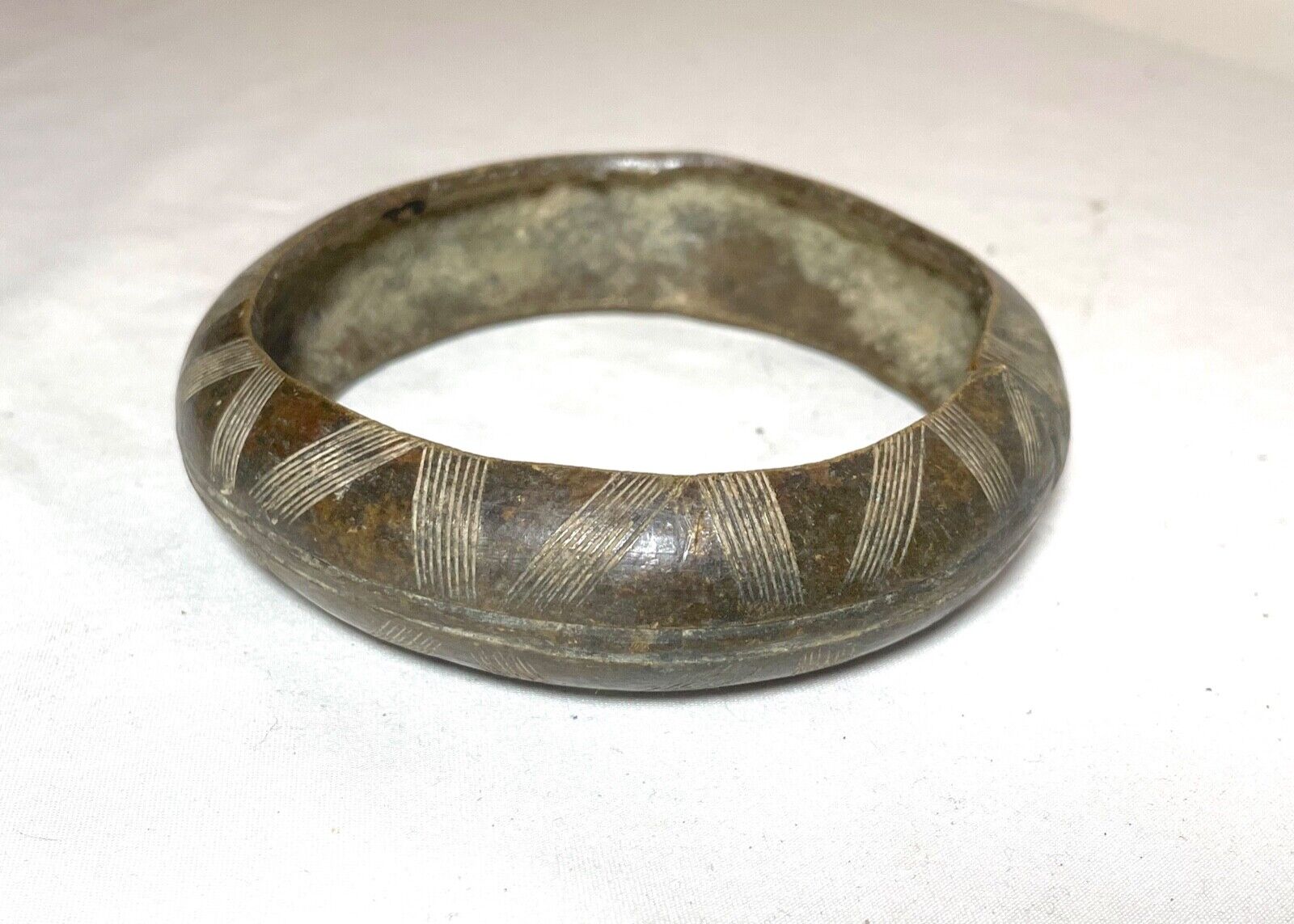 1800's Antique African Niger Baoulé Dogon Bronze Manilla Currency Bracelet Cuff#