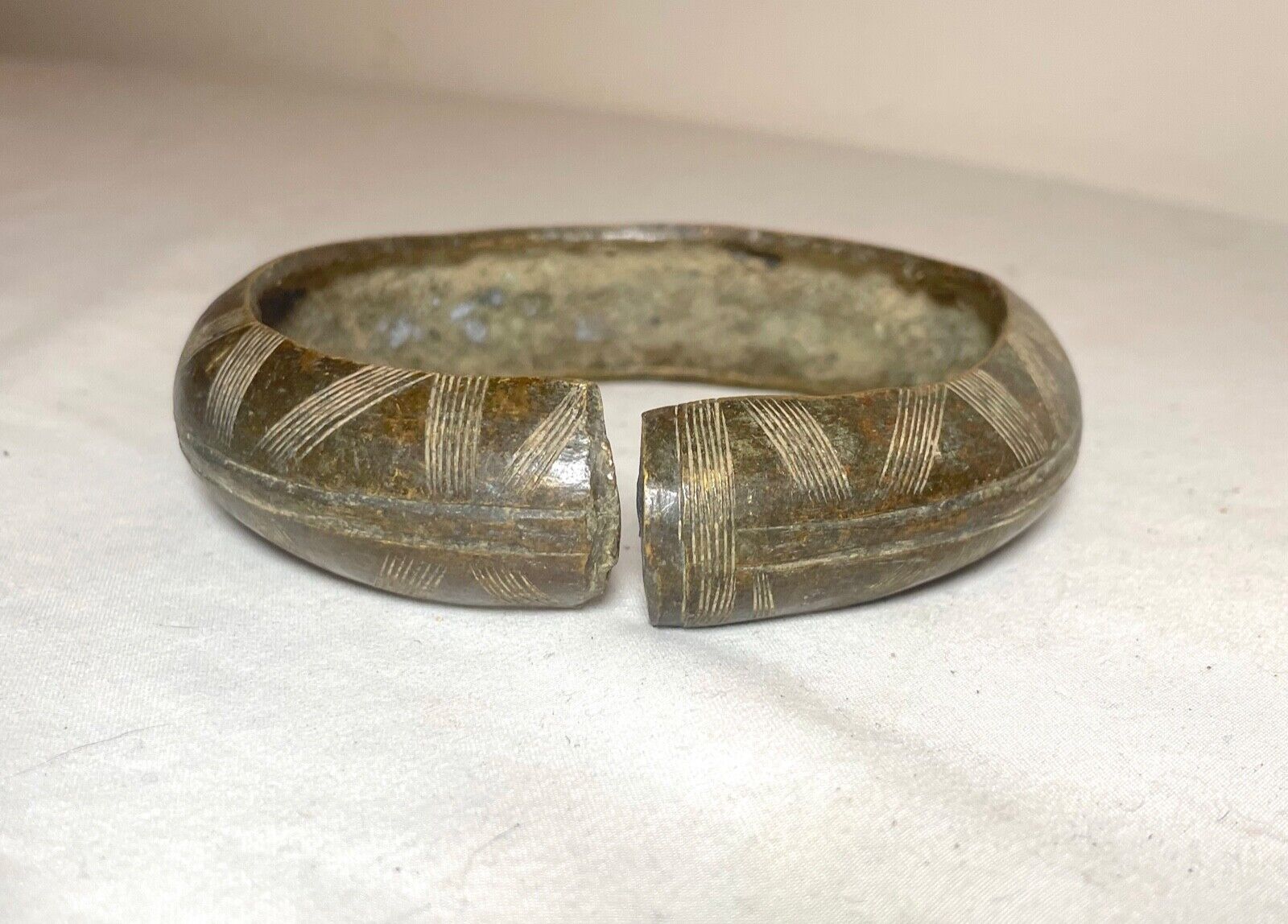 1800's Antique African Niger Baoulé Dogon Bronze Manilla Currency Bracelet Cuff#