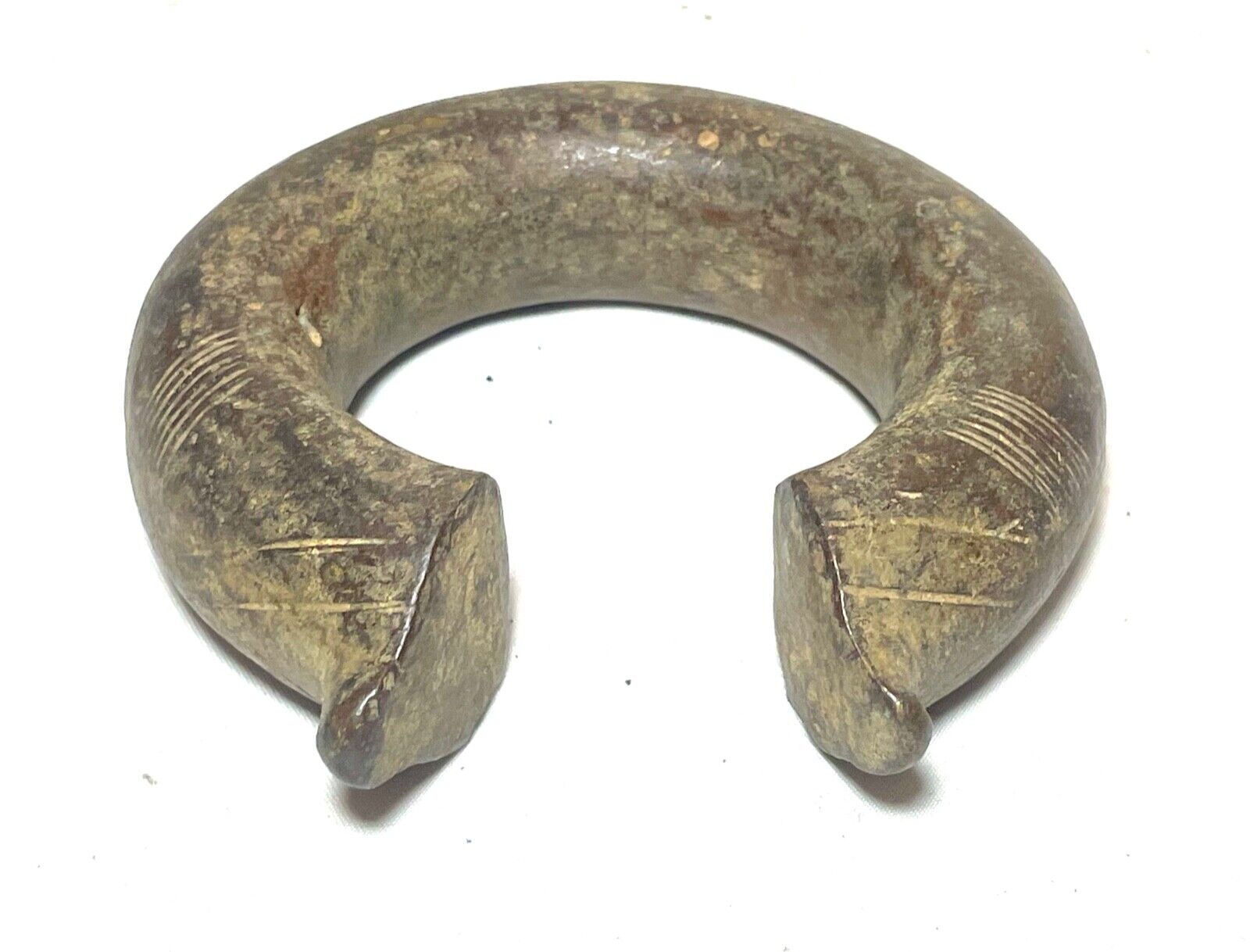 1800's Antique African Niger Baoulé Dogon Bronze Manilla Currency Bracelet Cuff: