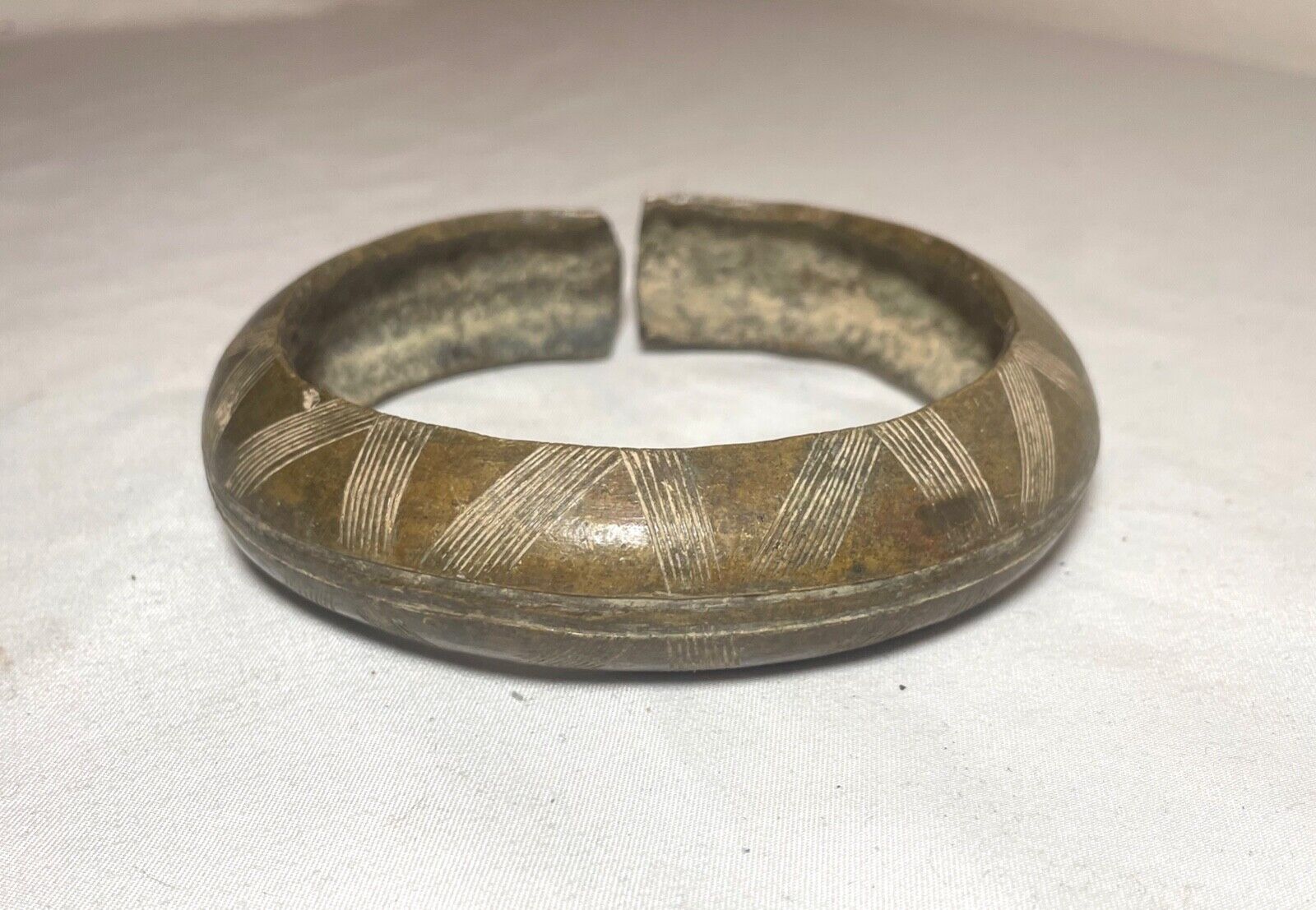 1800's Antique African Niger Baoulé Dogon Bronze Manilla Currency Bracelet Cuff#