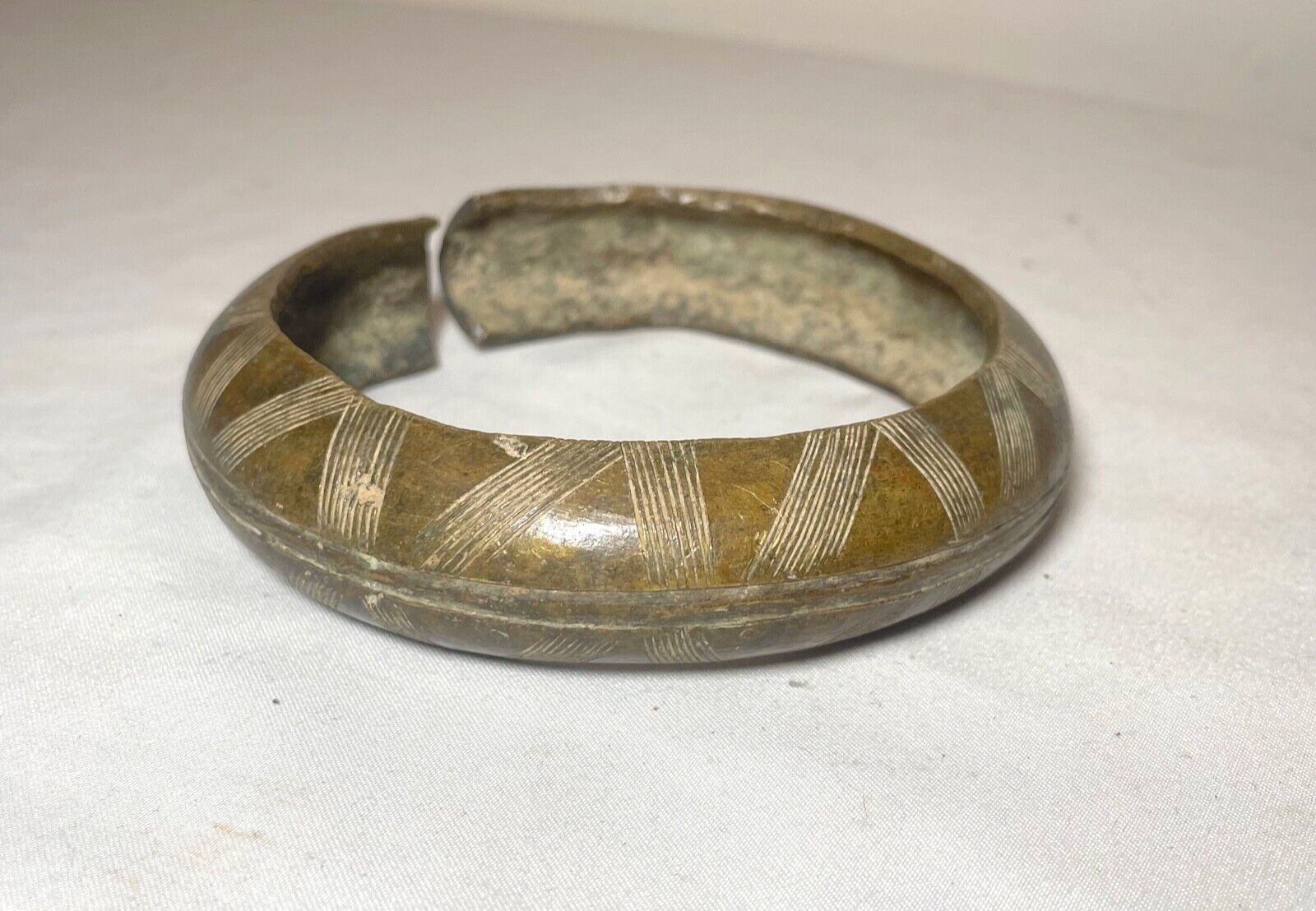 1800's Antique African Niger Baoulé Dogon Bronze Manilla Currency Bracelet Cuff#