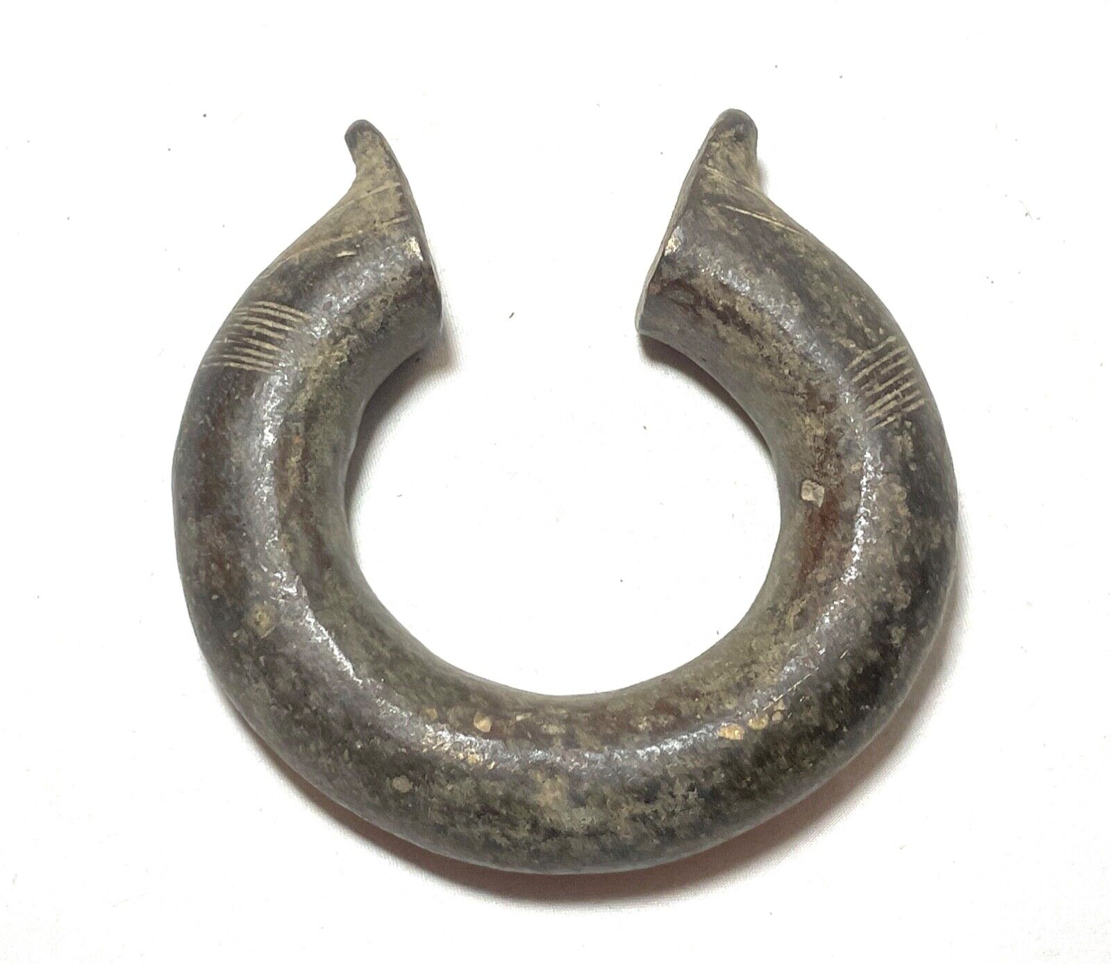 1800's Antique African Niger Baoulé Dogon Bronze Manilla Currency Bracelet Cuff: