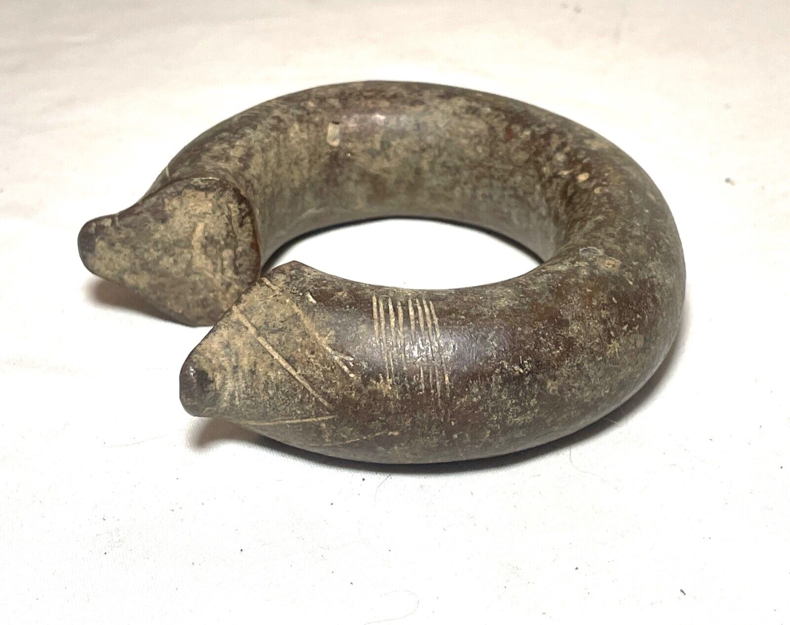 1800's Antique African Niger Baoulé Dogon Bronze Manilla Currency Bracelet Cuff: