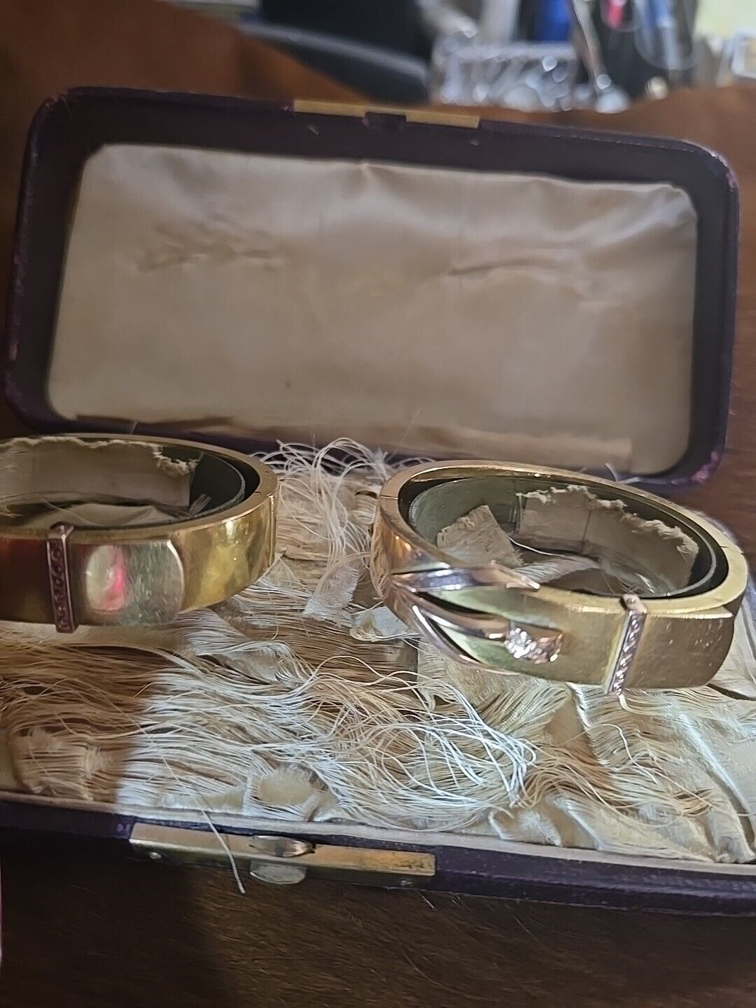 Antique 14kt Gold Pair Of Buckle Bracelets 1800's AB Griswald RARE