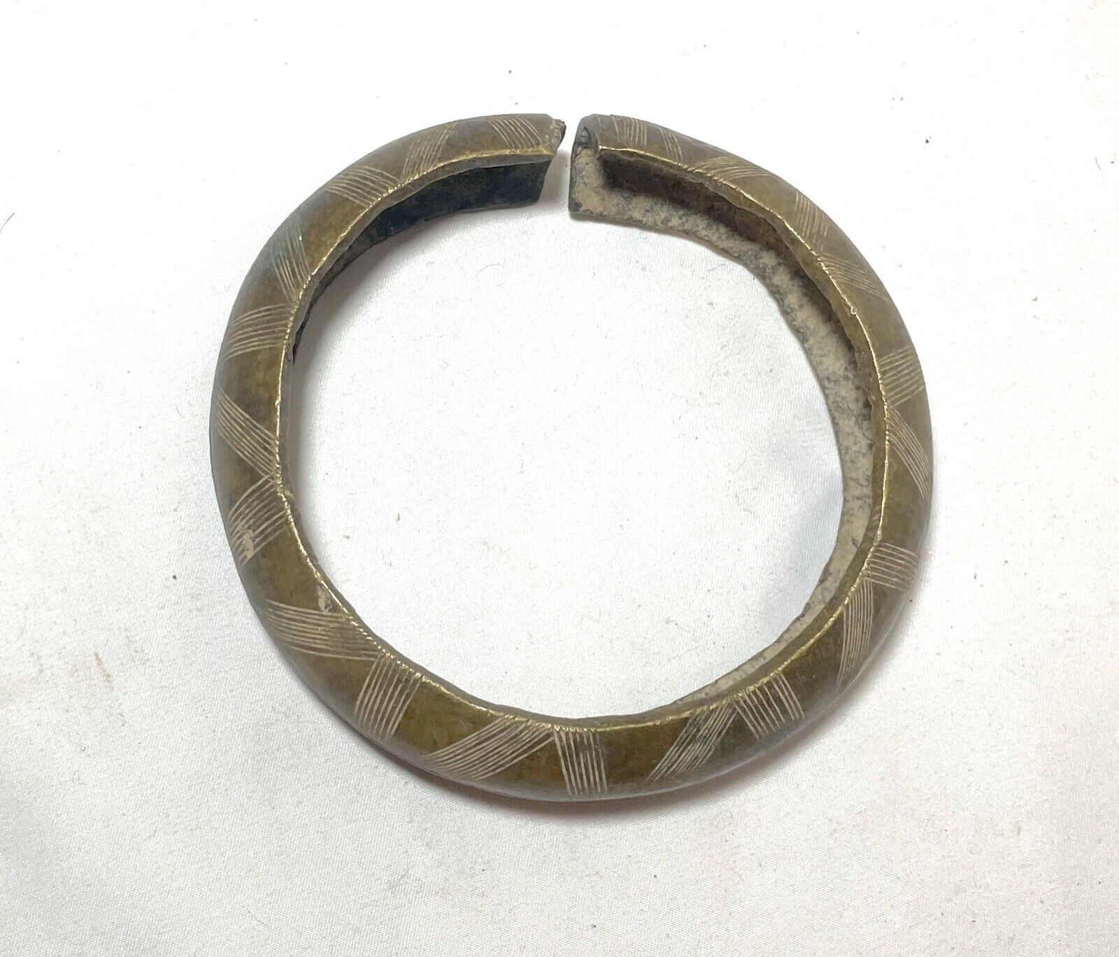 1800's Antique African Niger Baoulé Dogon Bronze Manilla Currency Bracelet Cuff#