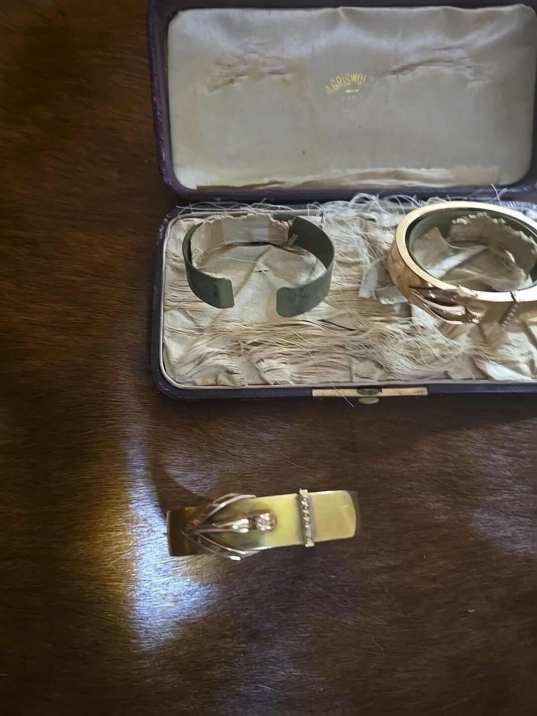 Antique 14kt Gold Pair Of Buckle Bracelets 1800's AB Griswald RARE