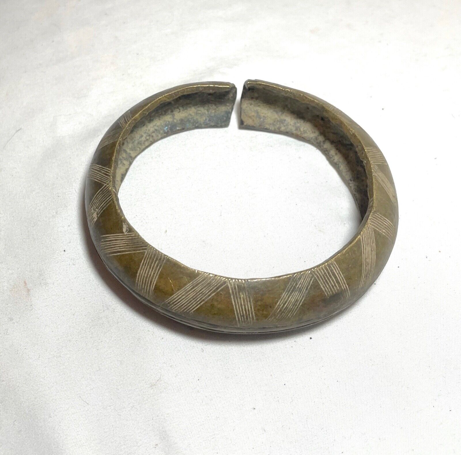 1800's Antique African Niger Baoulé Dogon Bronze Manilla Currency Bracelet Cuff#