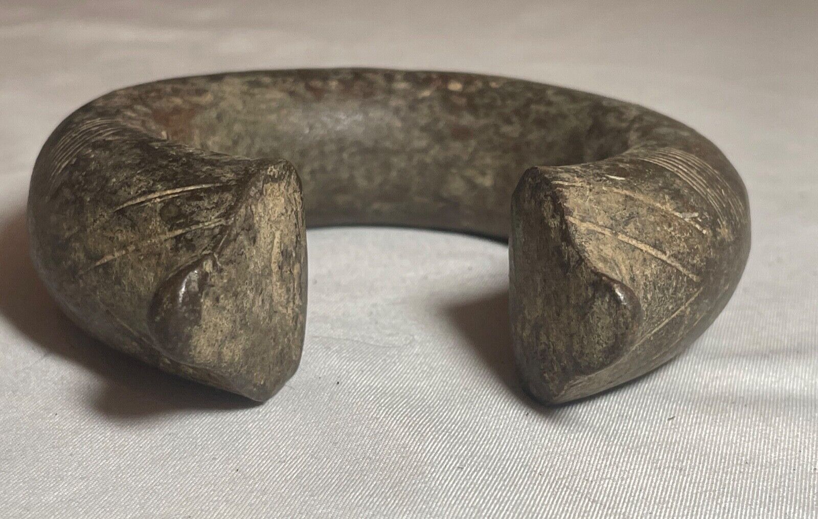 1800's Antique African Niger Baoulé Dogon Bronze Manilla Currency Bracelet Cuff: