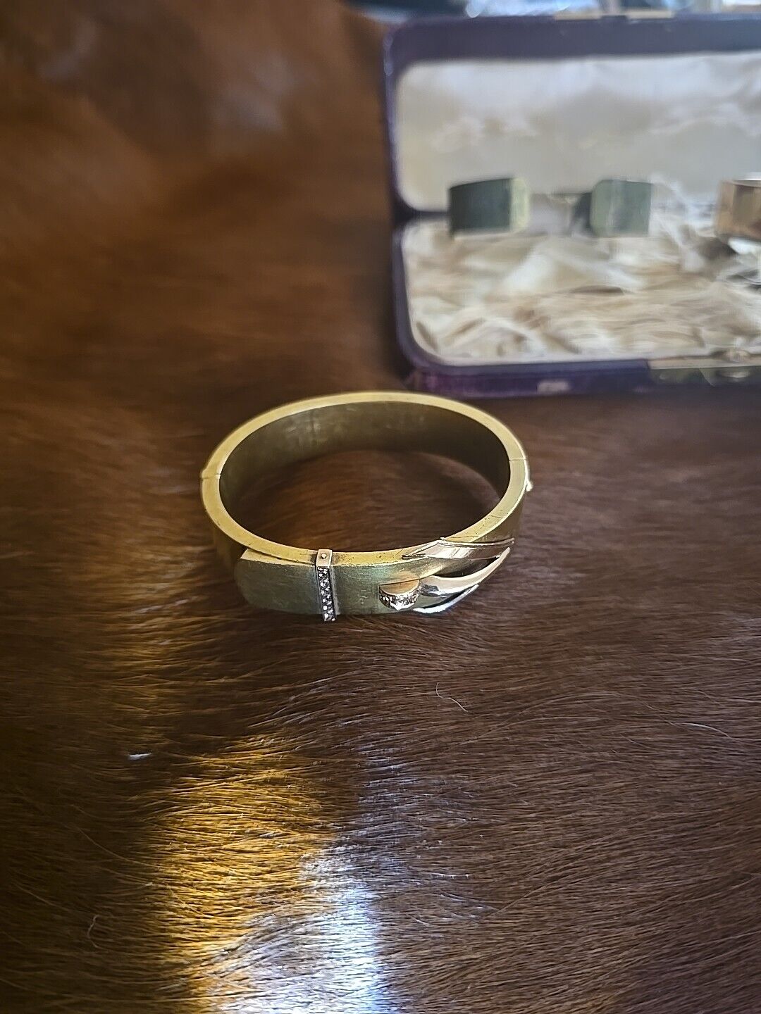 Antique 14kt Gold Pair Of Buckle Bracelets 1800's AB Griswald RARE