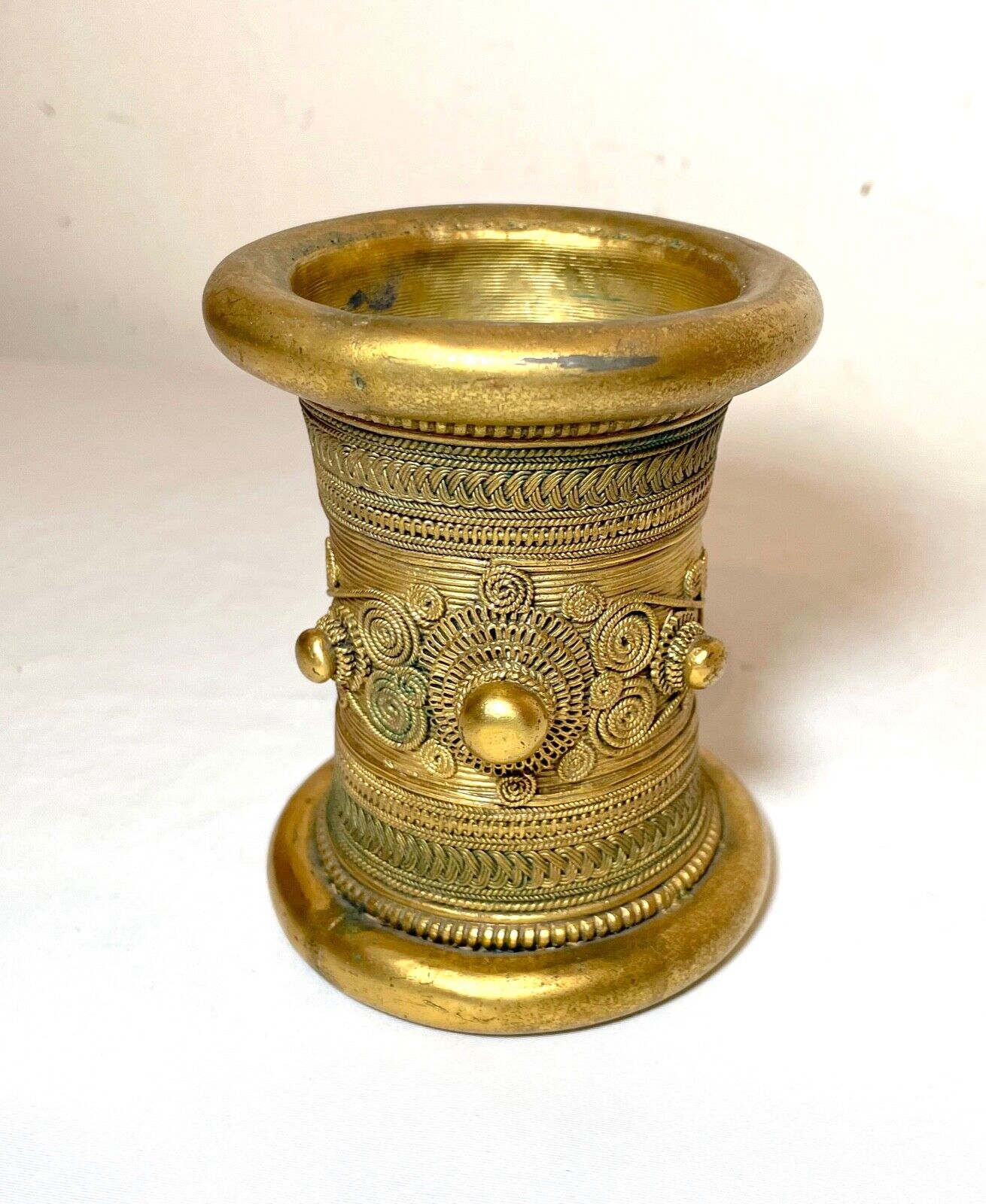 antique 1800s handmade African tribal gold gilded bronze bengal wire bracelet 