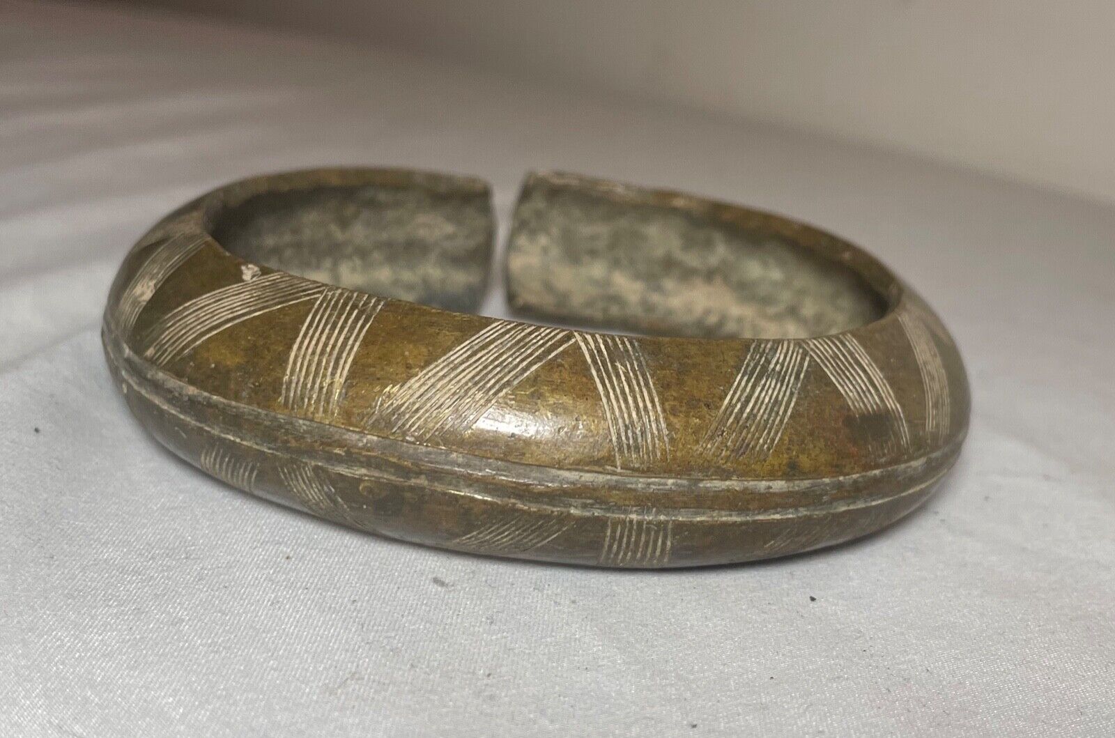 1800's Antique African Niger Baoulé Dogon Bronze Manilla Currency Bracelet Cuff#