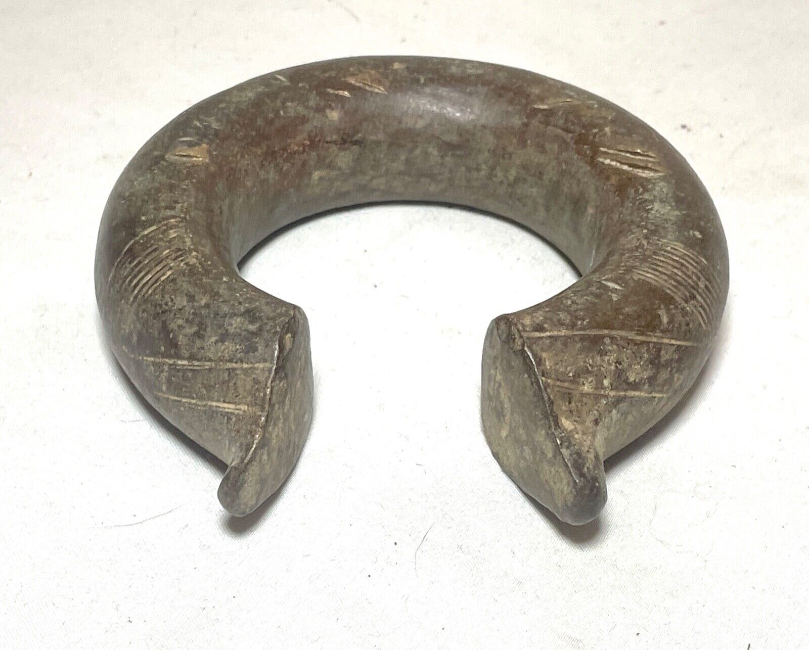 1800's Antique African Niger Baoulé Dogon Bronze Manilla Currency Bracelet Cuff: