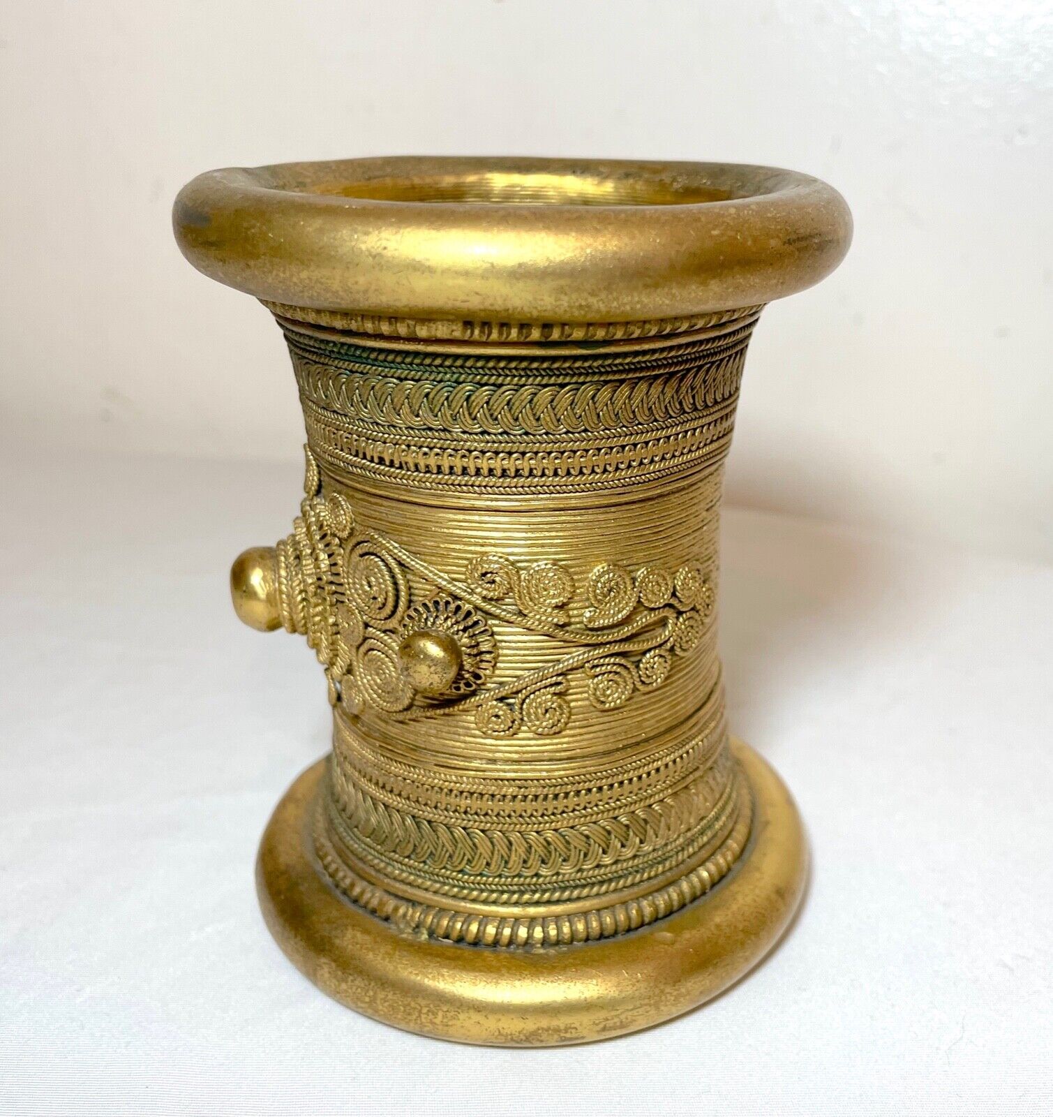 antique 1800s handmade African tribal gold gilded bronze bengal wire bracelet 