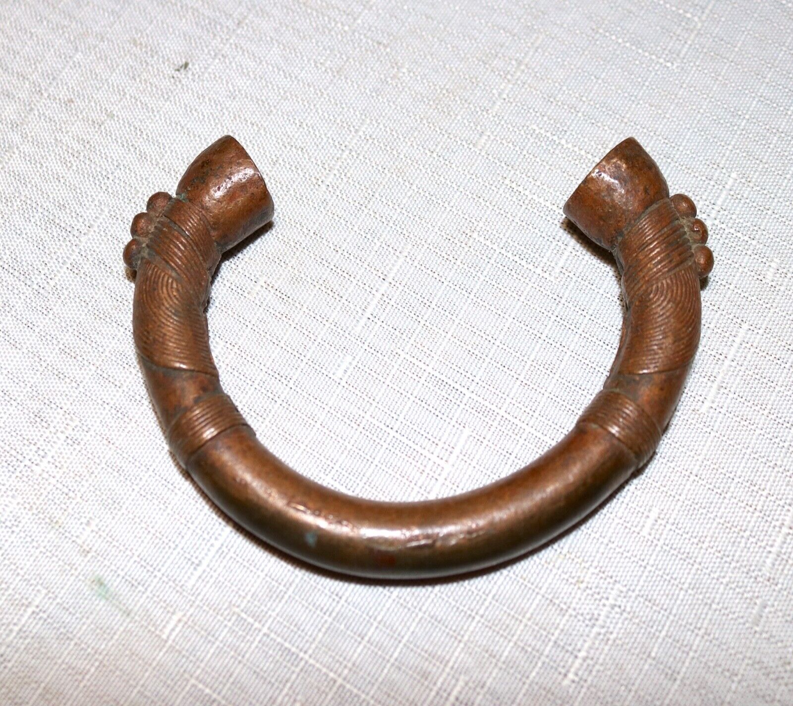 1800's Antique African Niger Baoulé Dogon Bronze Manilla Currency Bracelet Cuff,