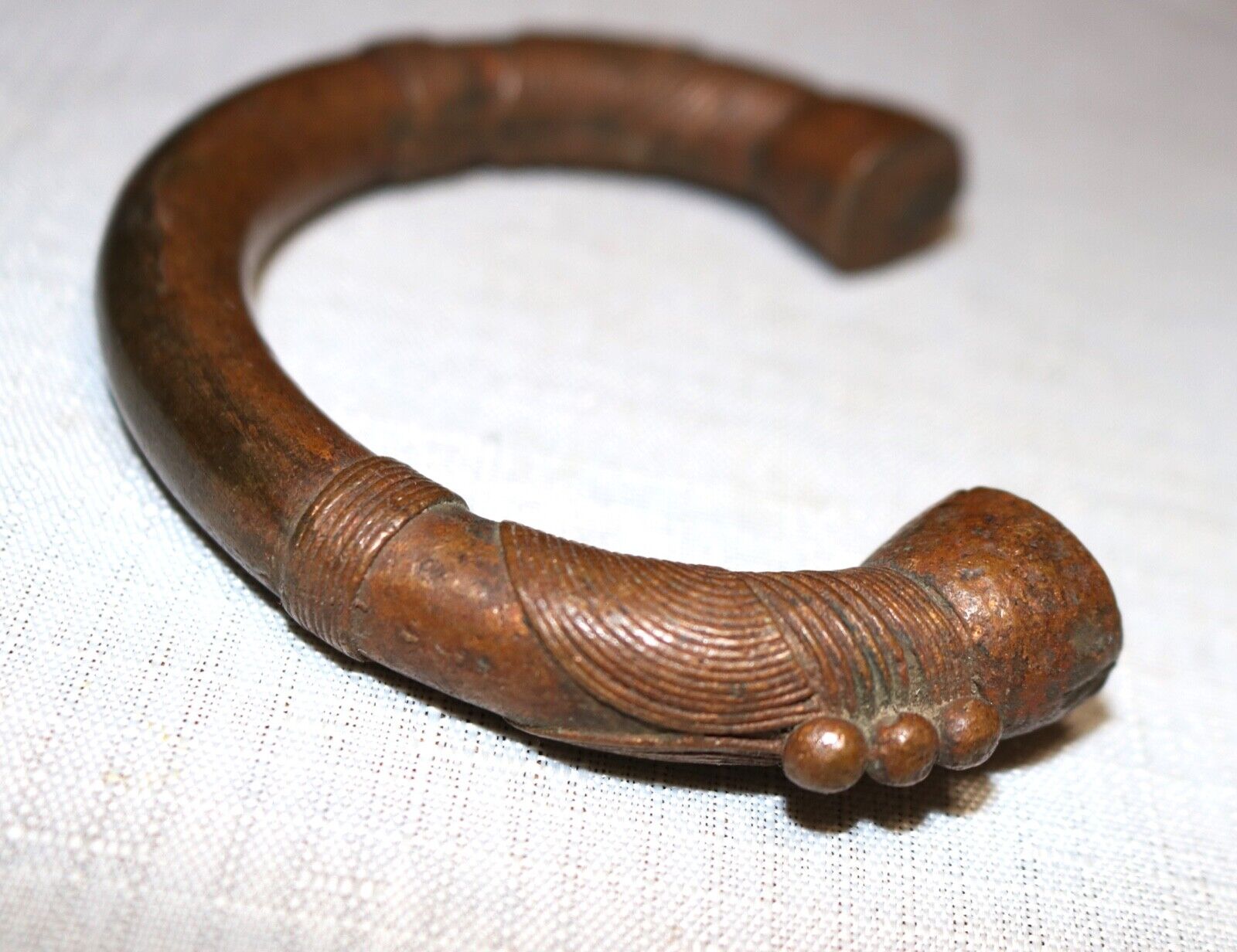 1800's Antique African Niger Baoulé Dogon Bronze Manilla Currency Bracelet Cuff,