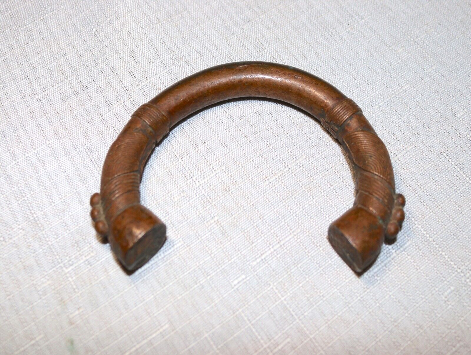 1800's Antique African Niger Baoulé Dogon Bronze Manilla Currency Bracelet Cuff,