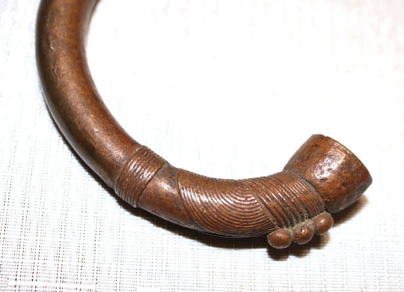1800's Antique African Niger Baoulé Dogon Bronze Manilla Currency Bracelet Cuff,