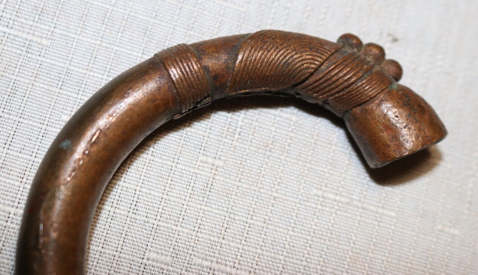 1800's Antique African Niger Baoulé Dogon Bronze Manilla Currency Bracelet Cuff,