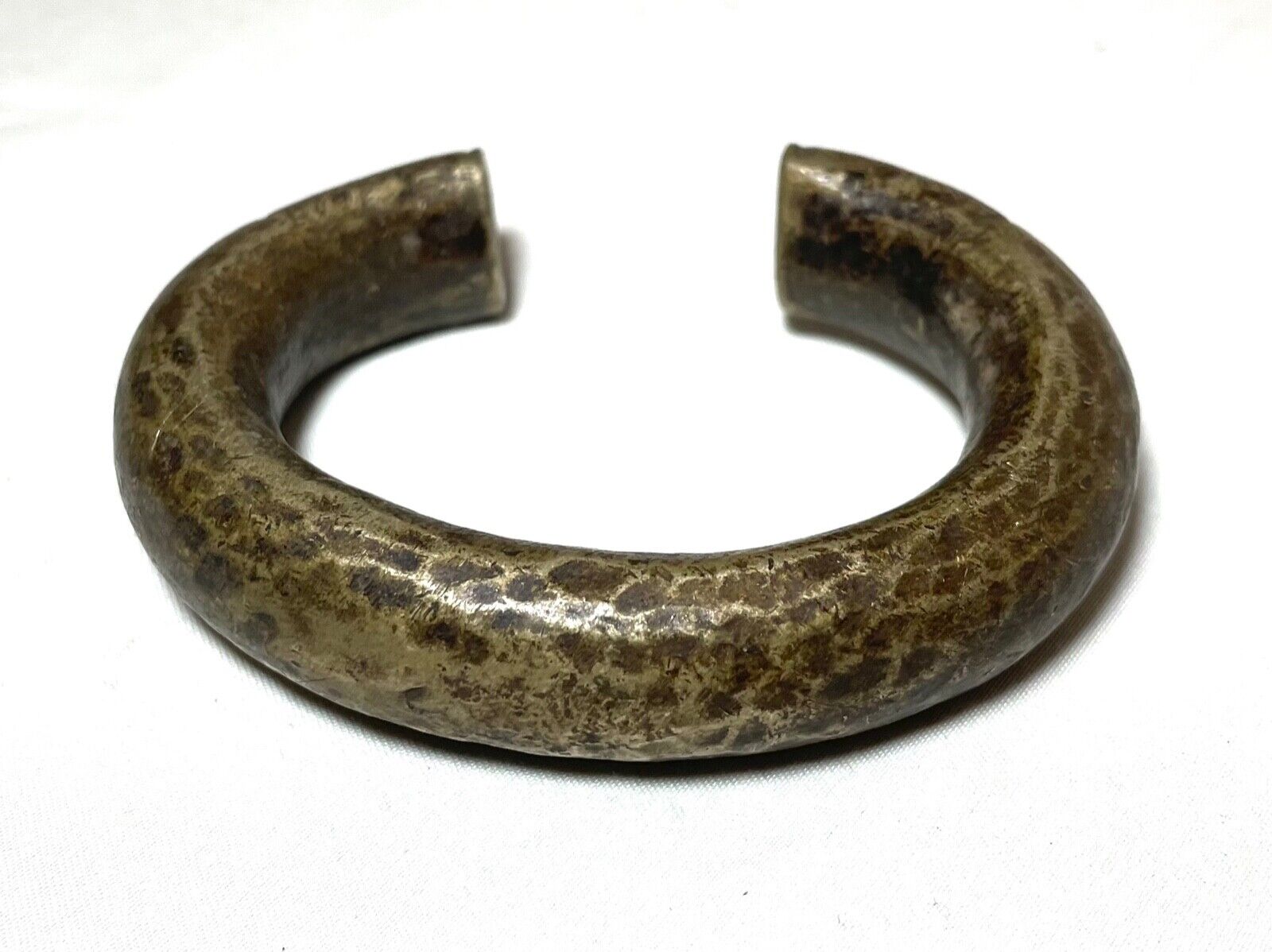1800's Antique African Niger Baoulé Dogon Bronze Manilla Currency Bracelet Cuff[