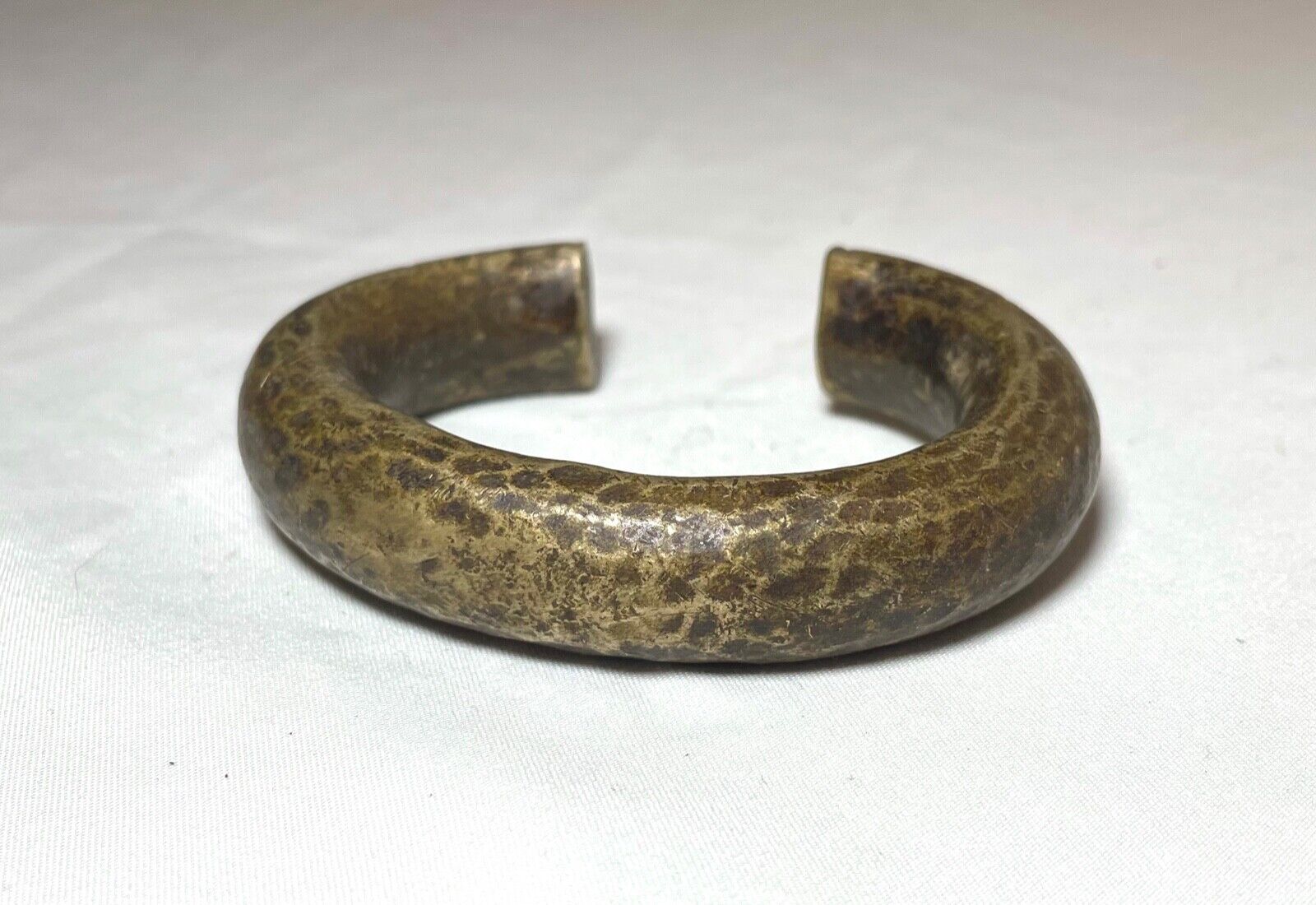 1800's Antique African Niger Baoulé Dogon Bronze Manilla Currency Bracelet Cuff[