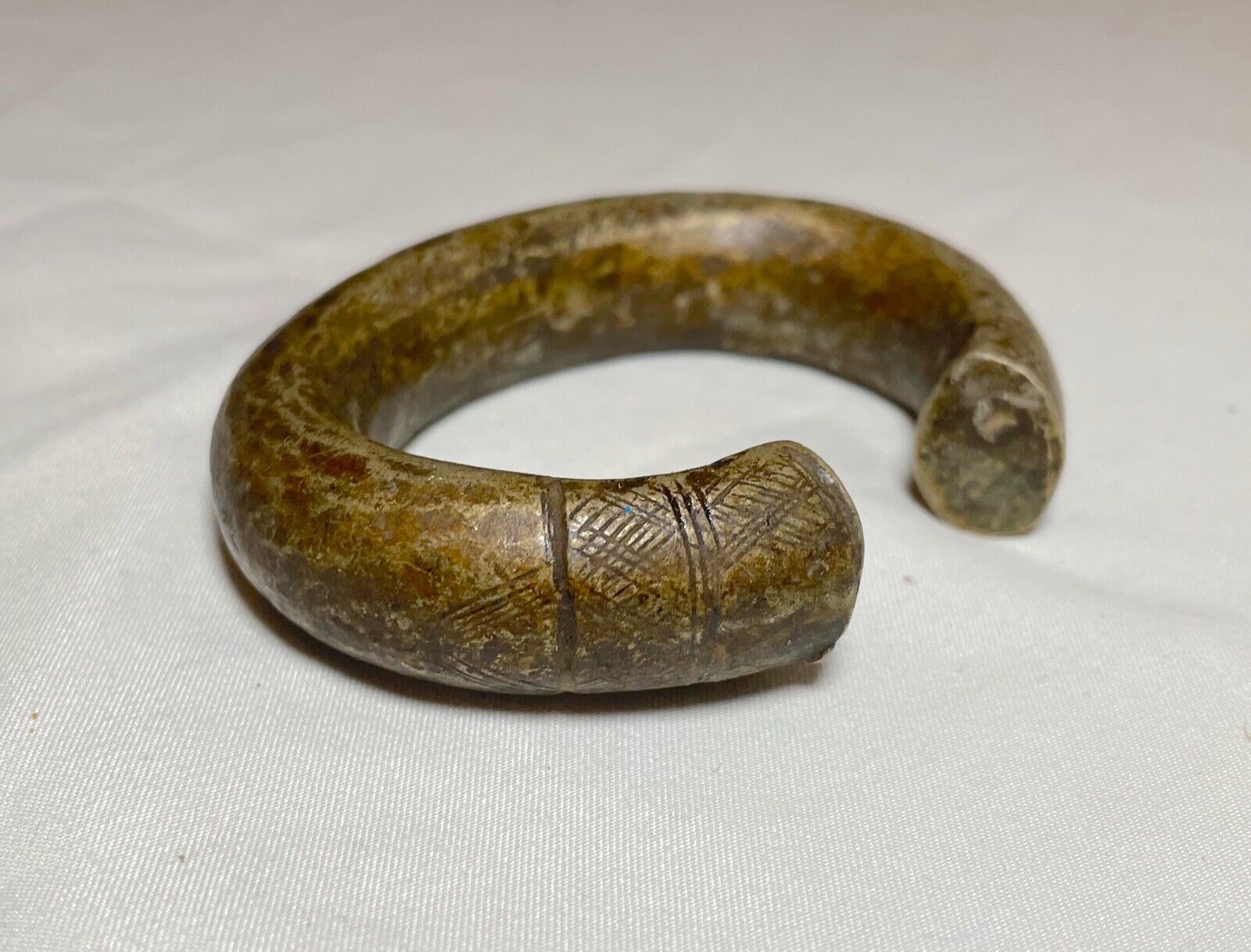 1800's Antique African Niger Baoulé Dogon Bronze Manilla Currency Bracelet Cuff[