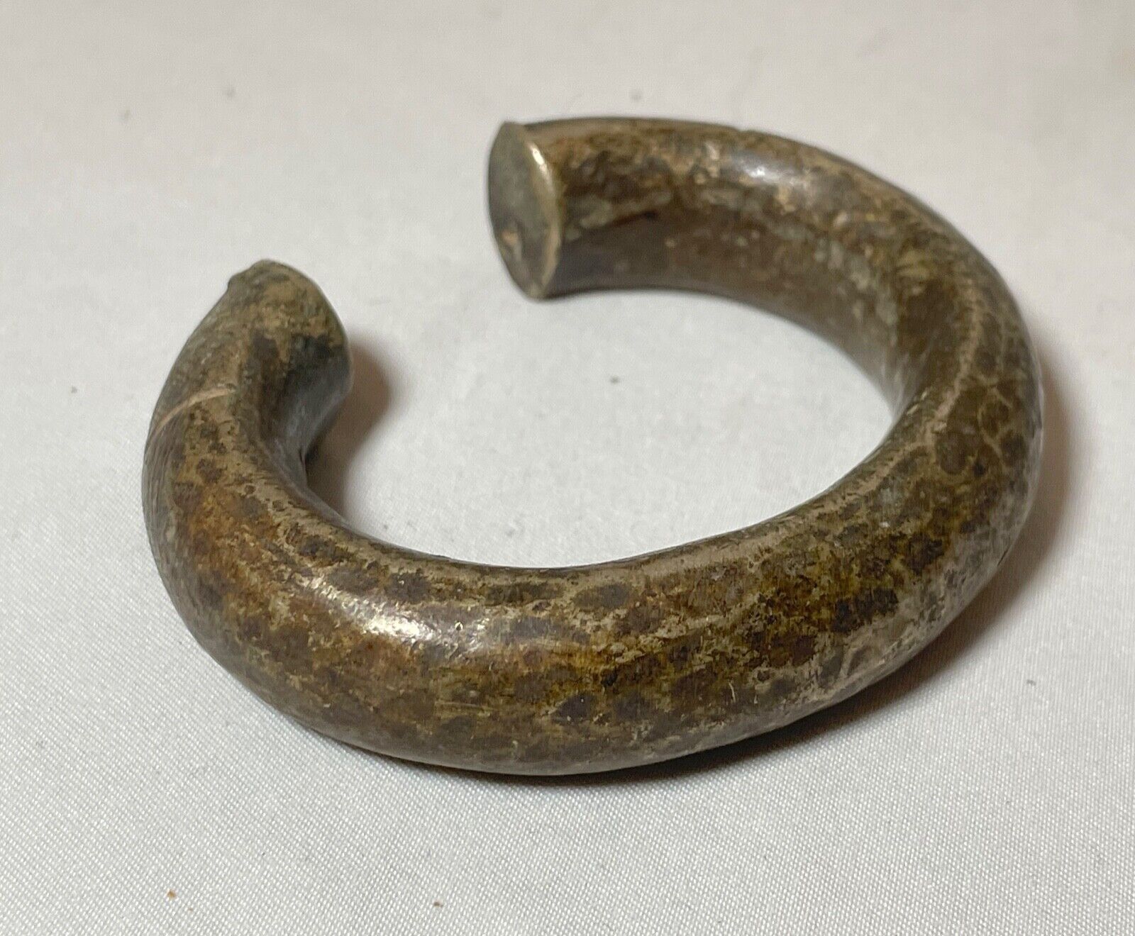 1800's Antique African Niger Baoulé Dogon Bronze Manilla Currency Bracelet Cuff[