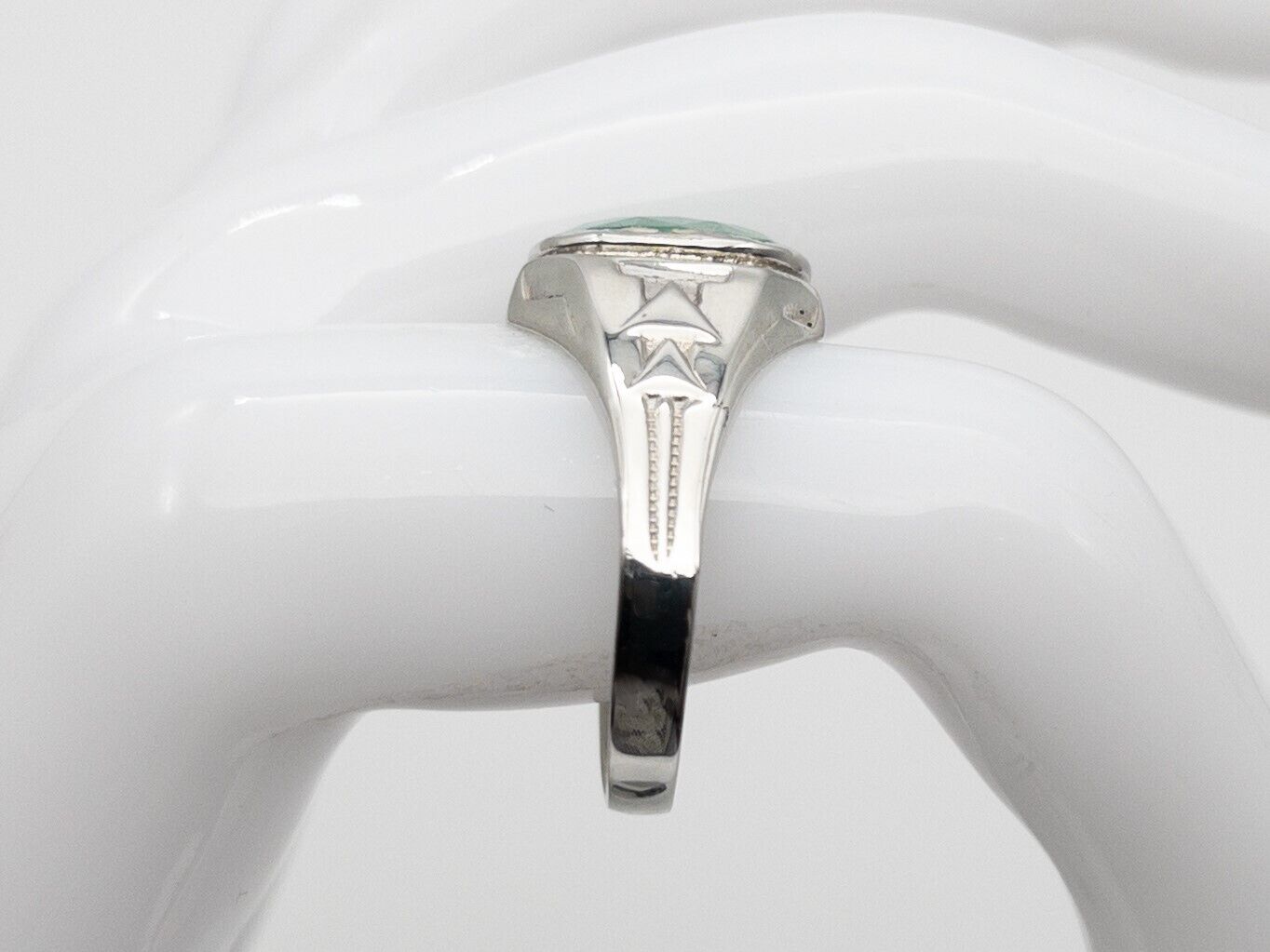 Antique Edwardian 1900s $5000 4ct Natural Emerald 10k White Gold Ring Band