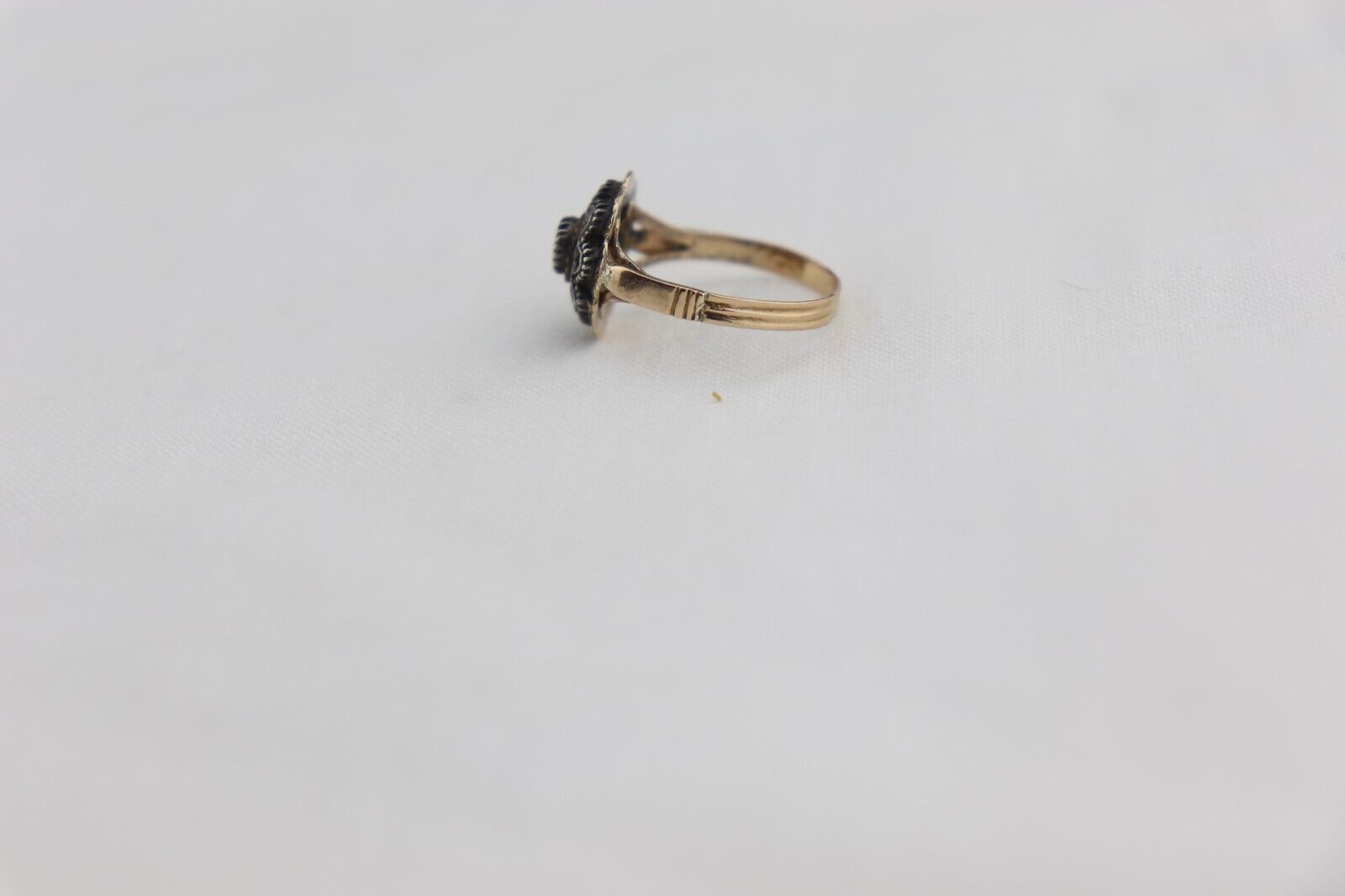 Georgian 14k Yellow Gold Rose Cut Diamonds Ring Antique 1800's Foreign Hallmarks