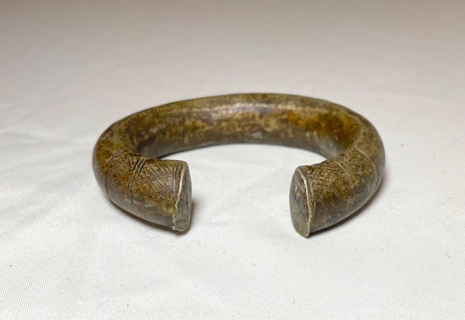 1800's Antique African Niger Baoulé Dogon Bronze Manilla Currency Bracelet Cuff[