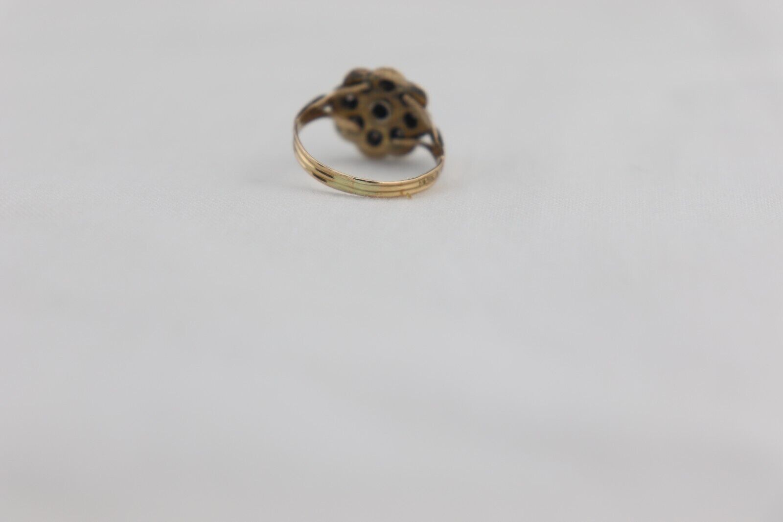Georgian 14k Yellow Gold Rose Cut Diamonds Ring Antique 1800's Foreign Hallmarks