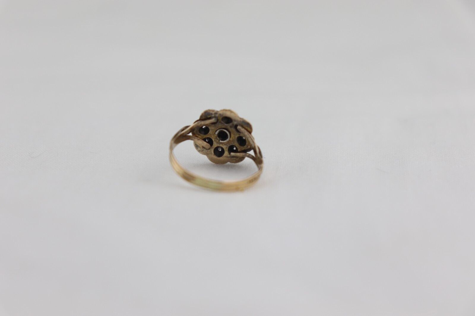 Georgian 14k Yellow Gold Rose Cut Diamonds Ring Antique 1800's Foreign Hallmarks