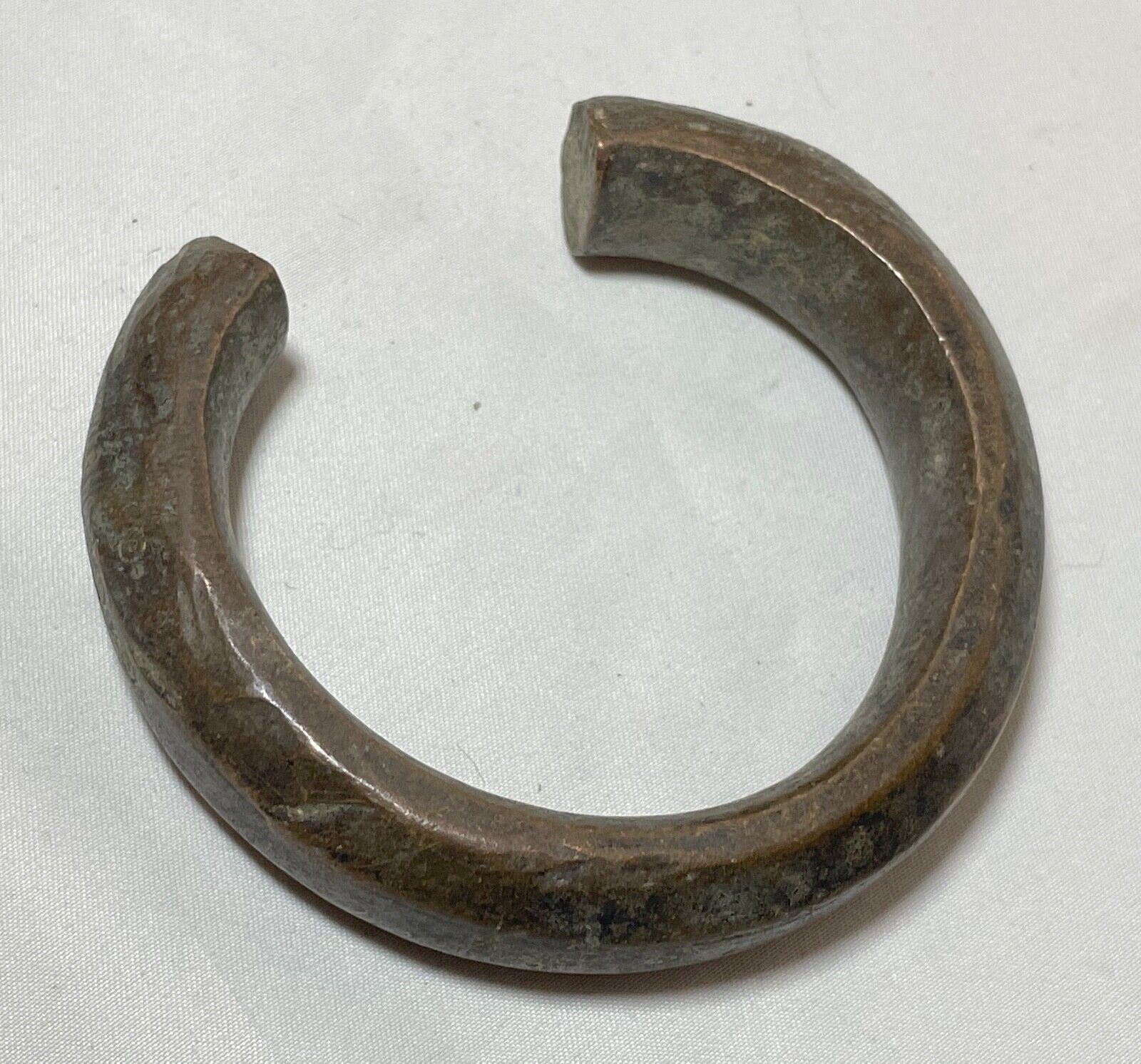 1800's Antique African west engraved Mali Bronze Manilla Currency Bracelet Cuff