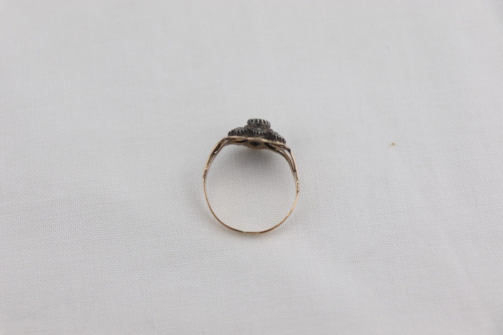 Georgian 14k Yellow Gold Rose Cut Diamonds Ring Antique 1800's Foreign Hallmarks