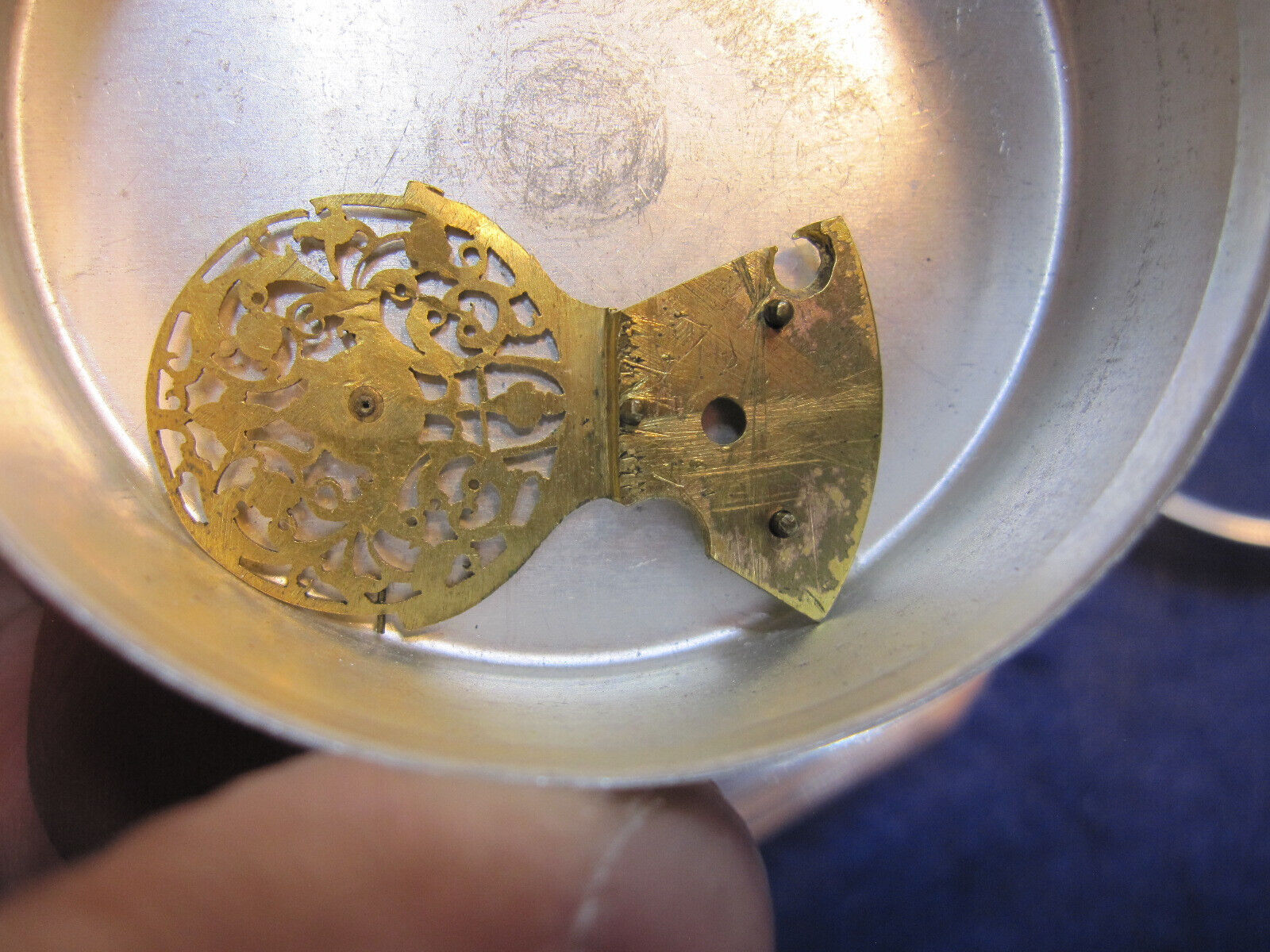 early 1800's gilt pierced English pocket watch balance cock
