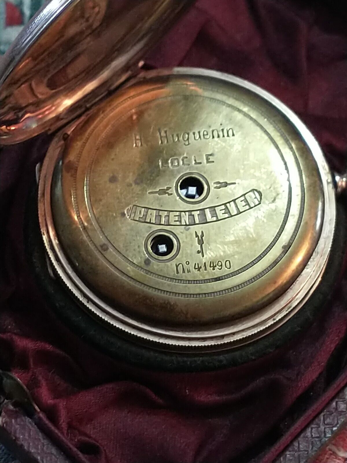 Antique H. Huguenin Key Wind Pocket Watch 8K Gold Case Key Wind Mid 1800s Work's