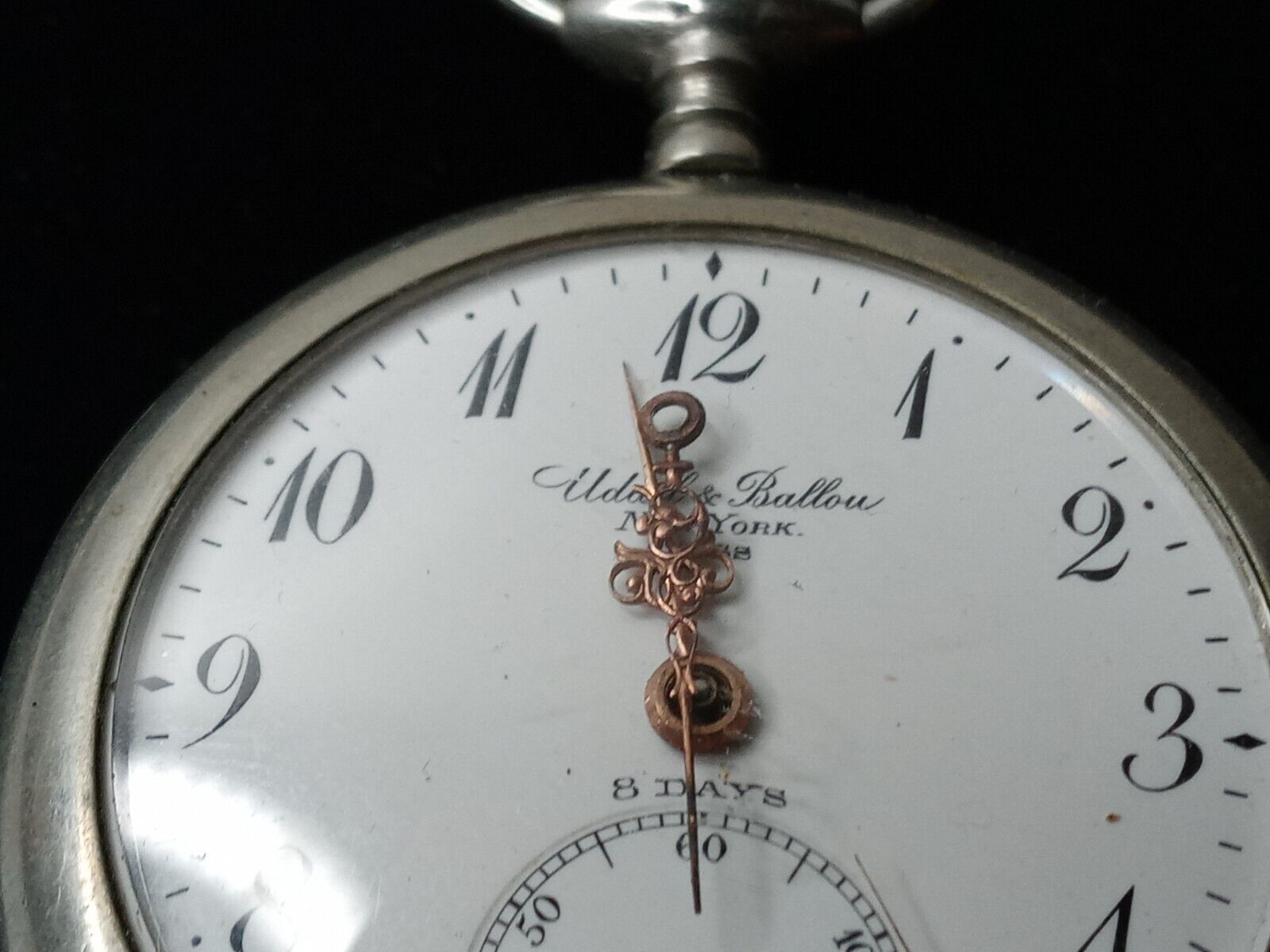 Antique Udall  & Ballou 15 Jewels Railroad Pocket Watch Very Rare /Fix Or Repair