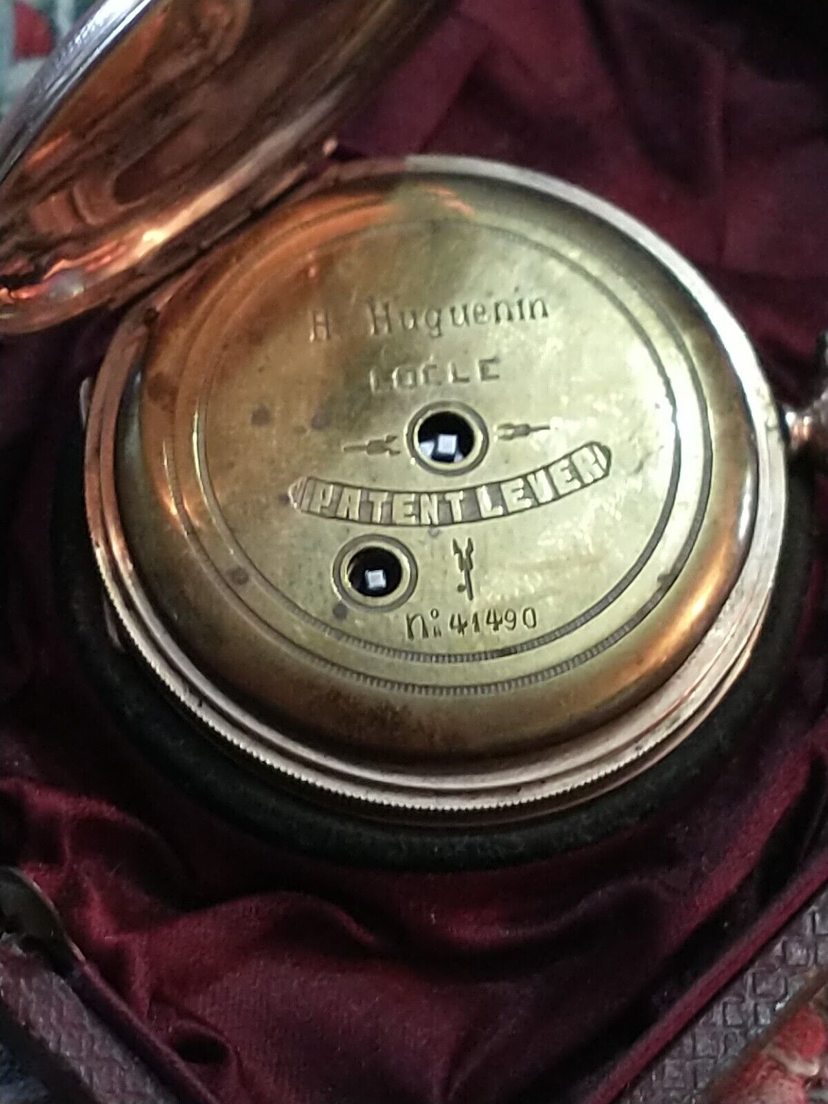 Antique H. Huguenin Key Wind Pocket Watch 8K Gold Case Key Wind Mid 1800s Work's
