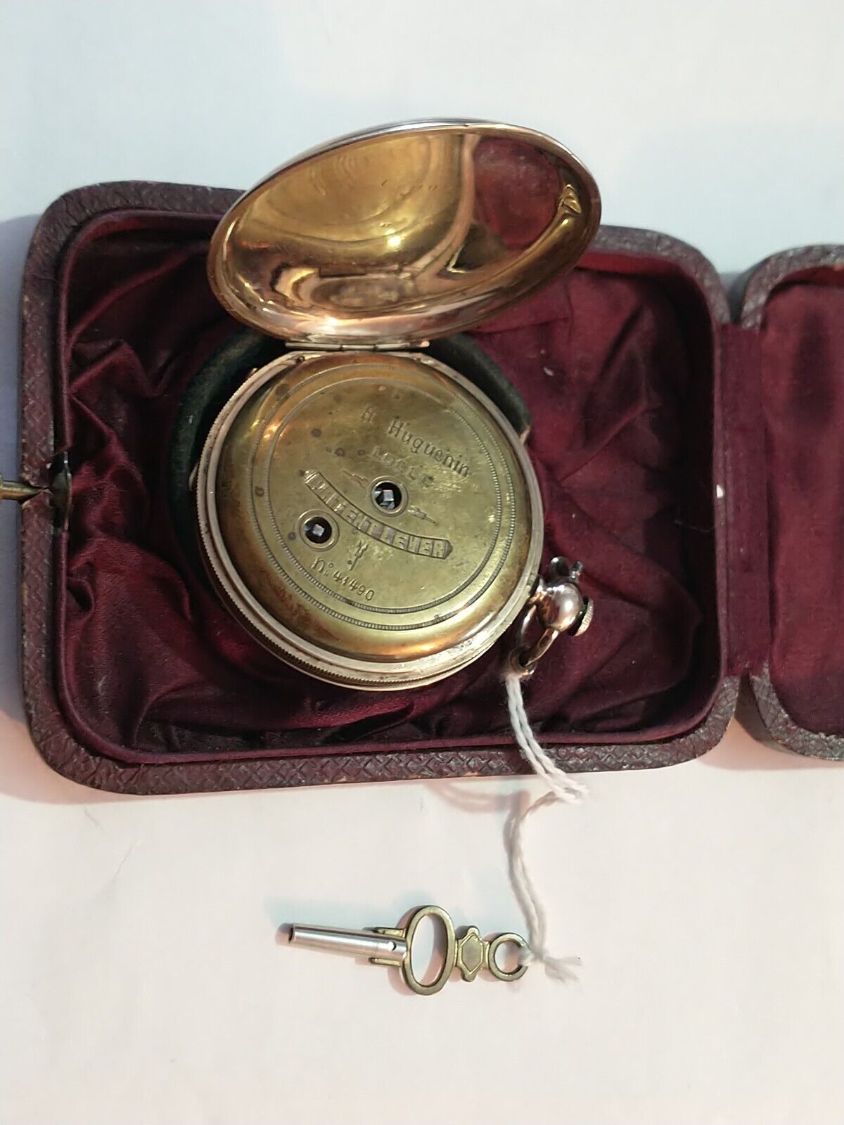 Antique H. Huguenin Key Wind Pocket Watch 8K Gold Case Key Wind Mid 1800s Work's