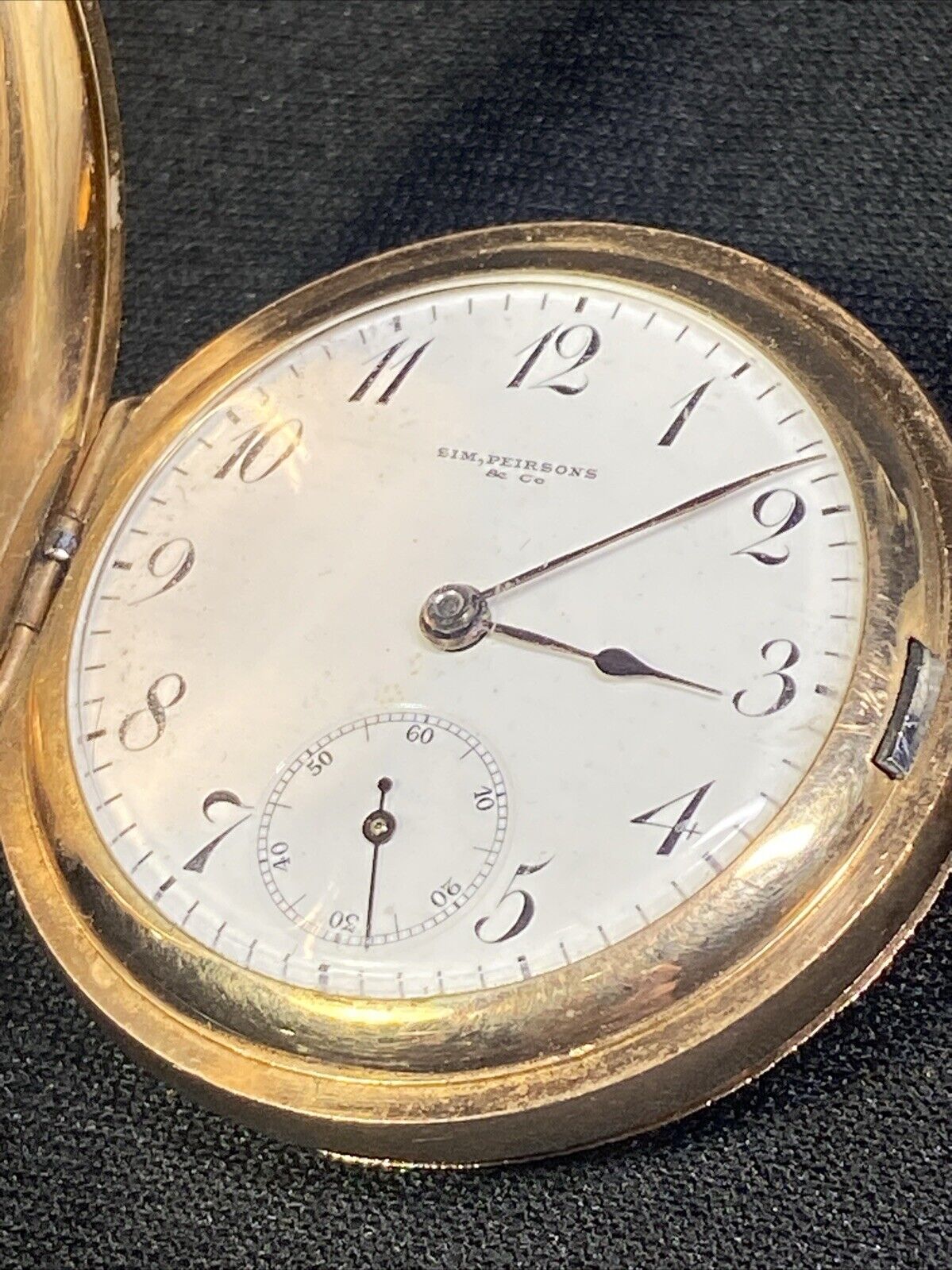 Vtg Rare Sim Peirson’s & Troy NY Pocket Watch Runs Late 1800’s Engraved 1909
