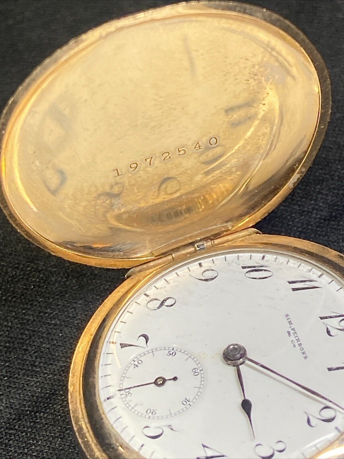 Vtg Rare Sim Peirson’s & Troy NY Pocket Watch Runs Late 1800’s Engraved 1909